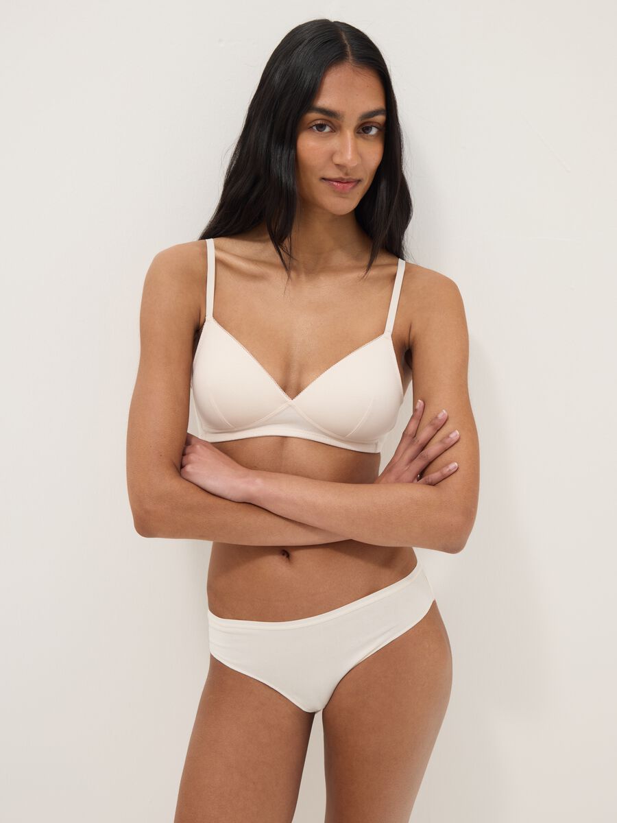 Reggiseno in cotone elasticizzato bianco con imbottitura leggera_1