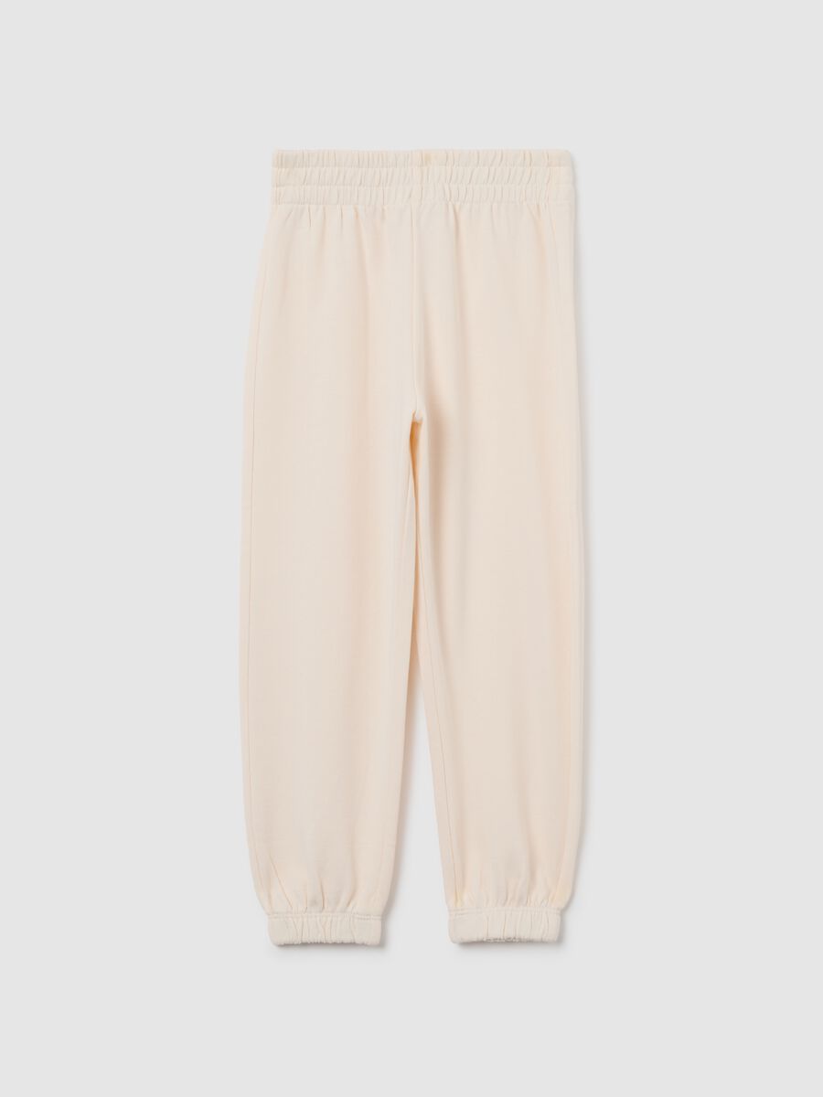 Girls' trousers in pure beige cotton regular fit_0