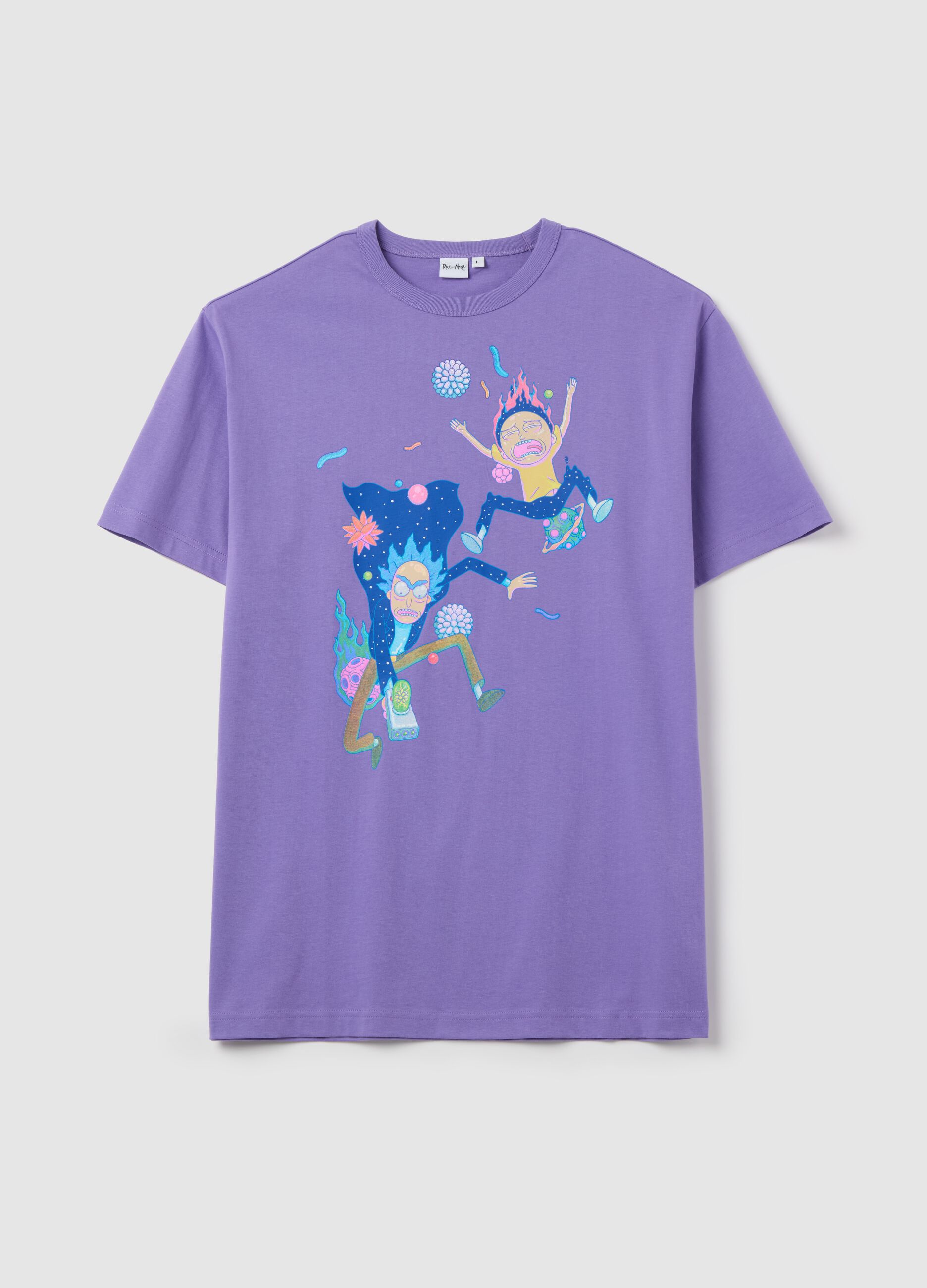 Purple T-shirt with Rick and Morty print
