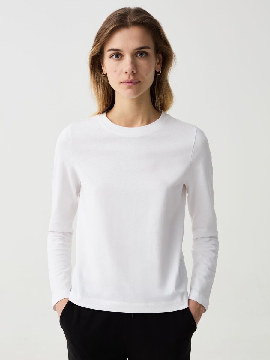 Essential cotton T-shirt with long sleeves_0