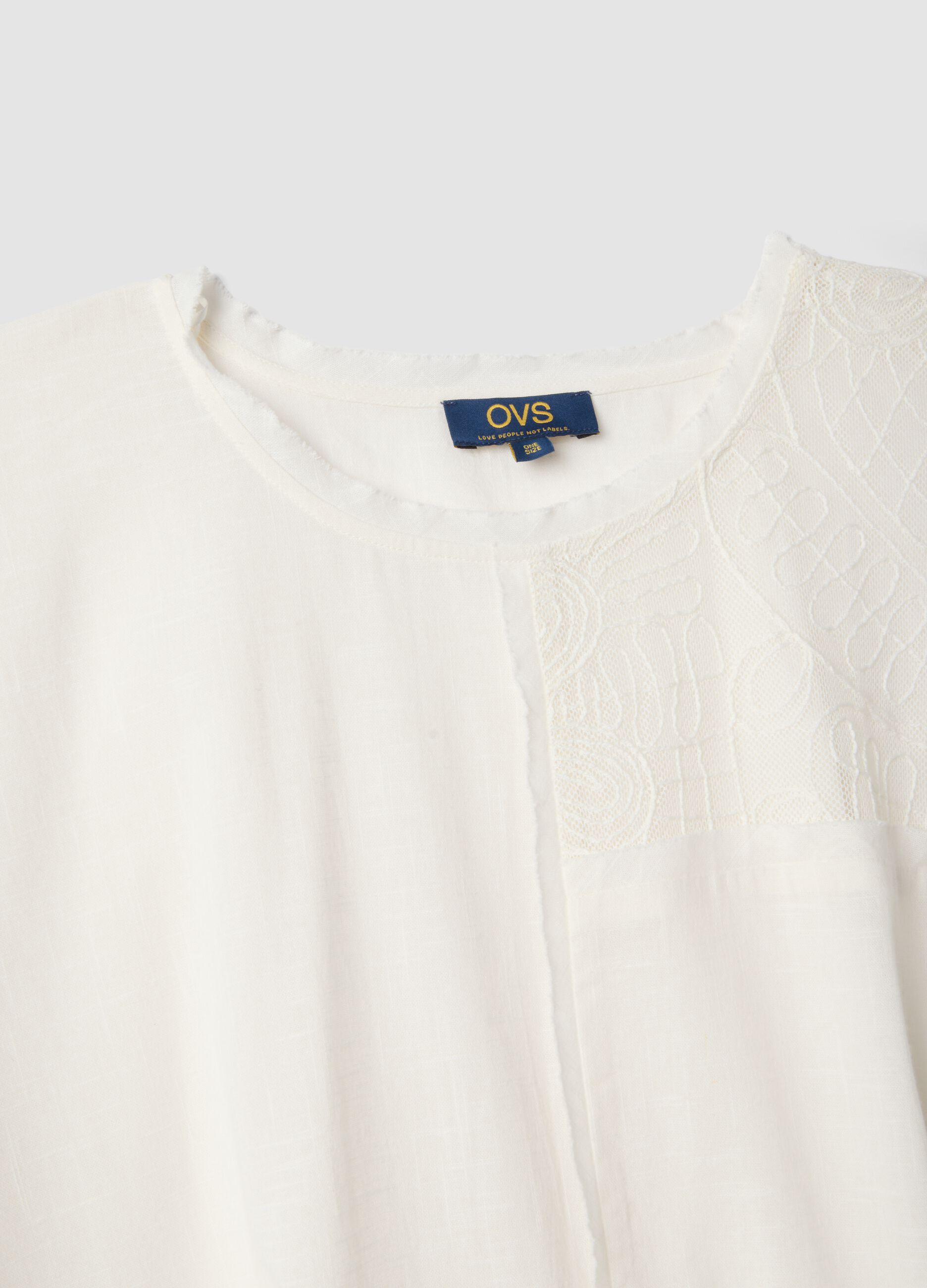 White pure cotton kaftan with lace inserts