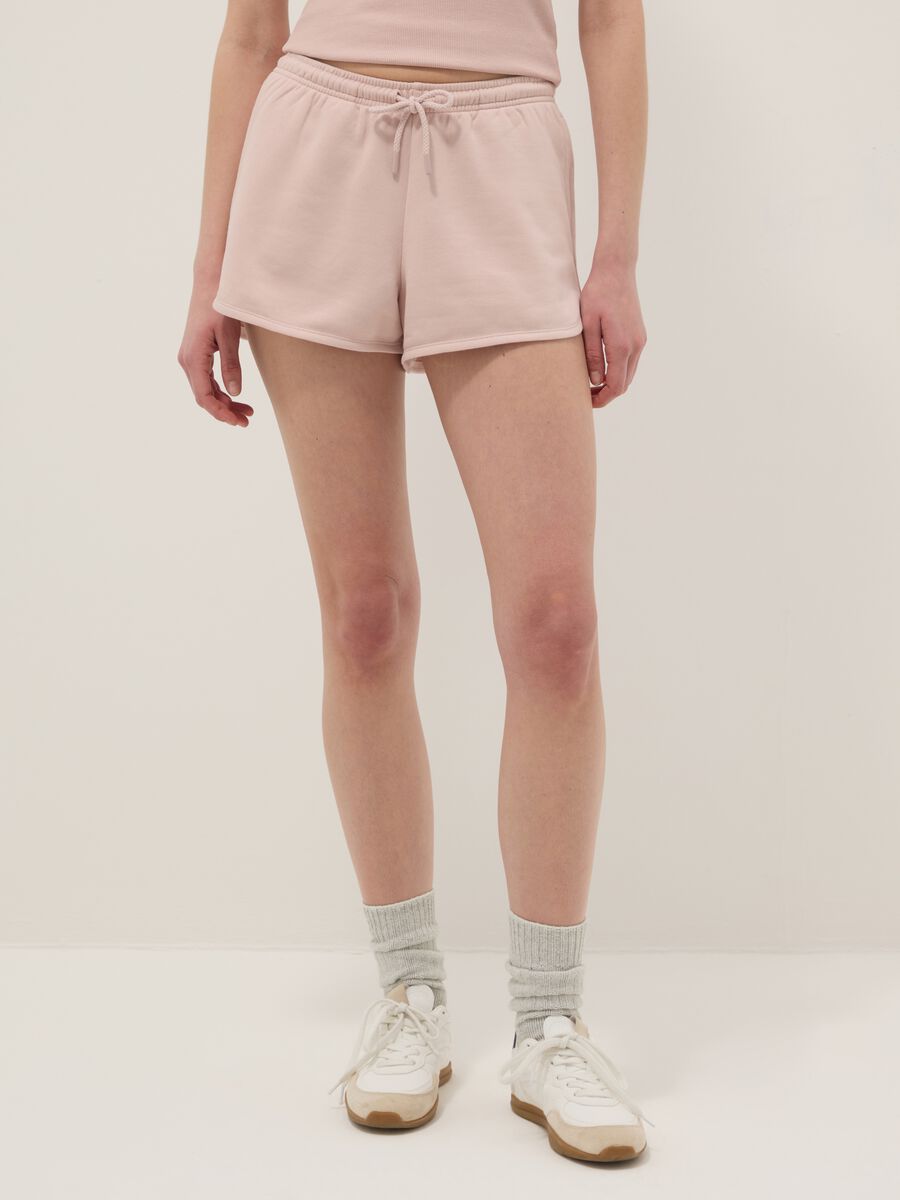 Shorts in misto cotone rosa regular fit con coulisse_1