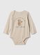 Cotton bodysuit with teddy bear print and lettering_0