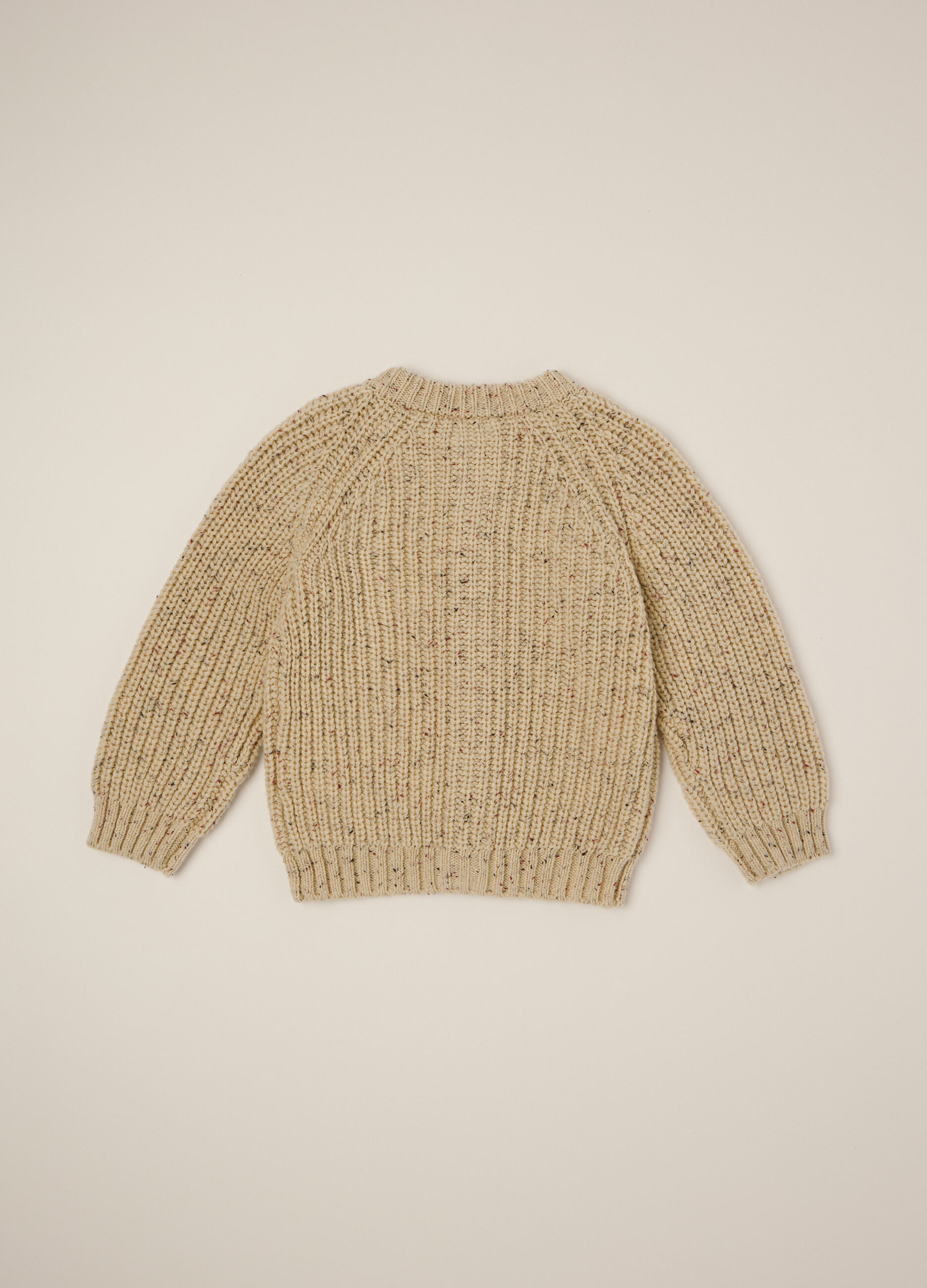 Beige Cardigan for Newborn in Cotton and Wool