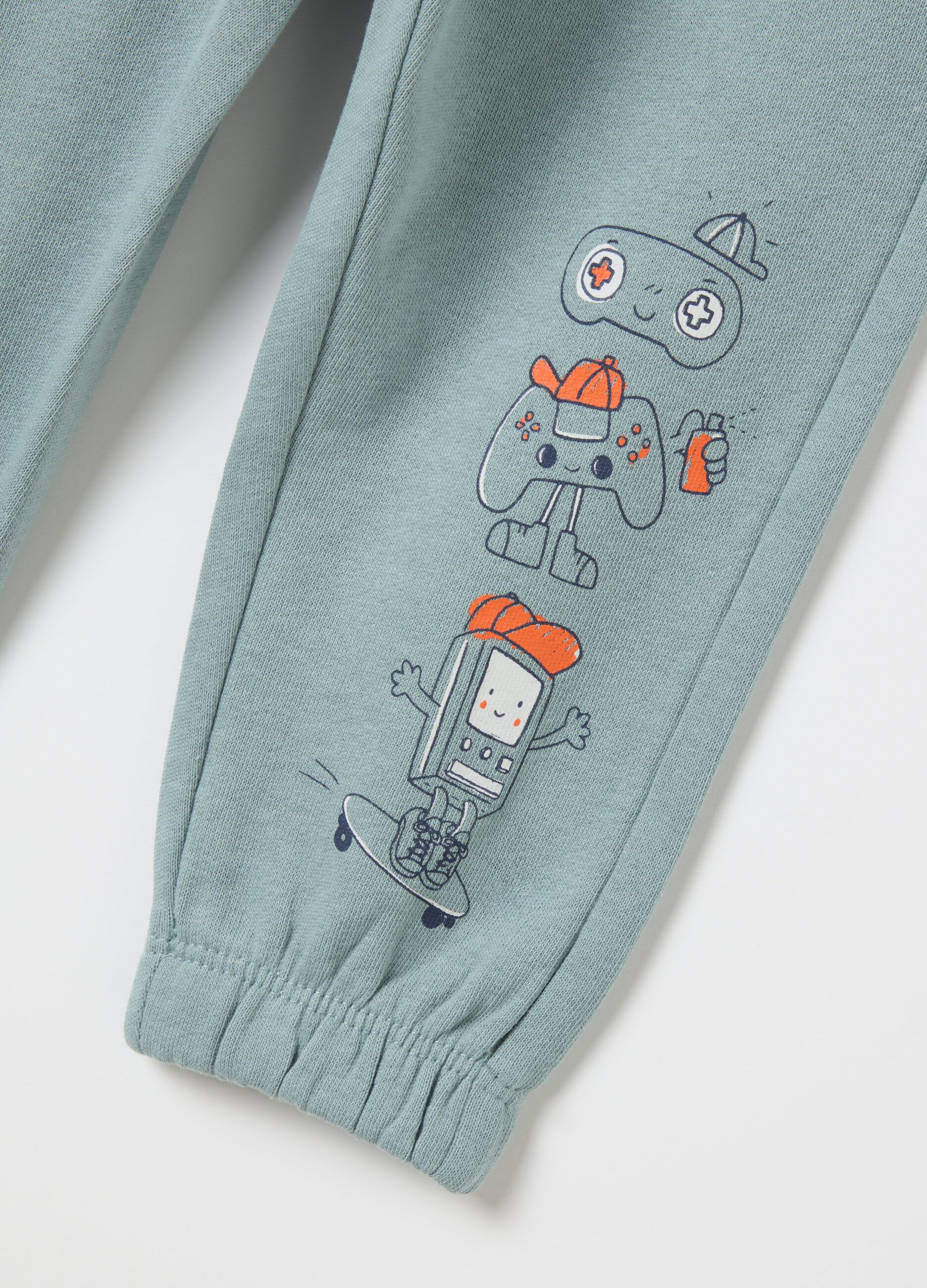 Children's green pure cotton jogger trousers