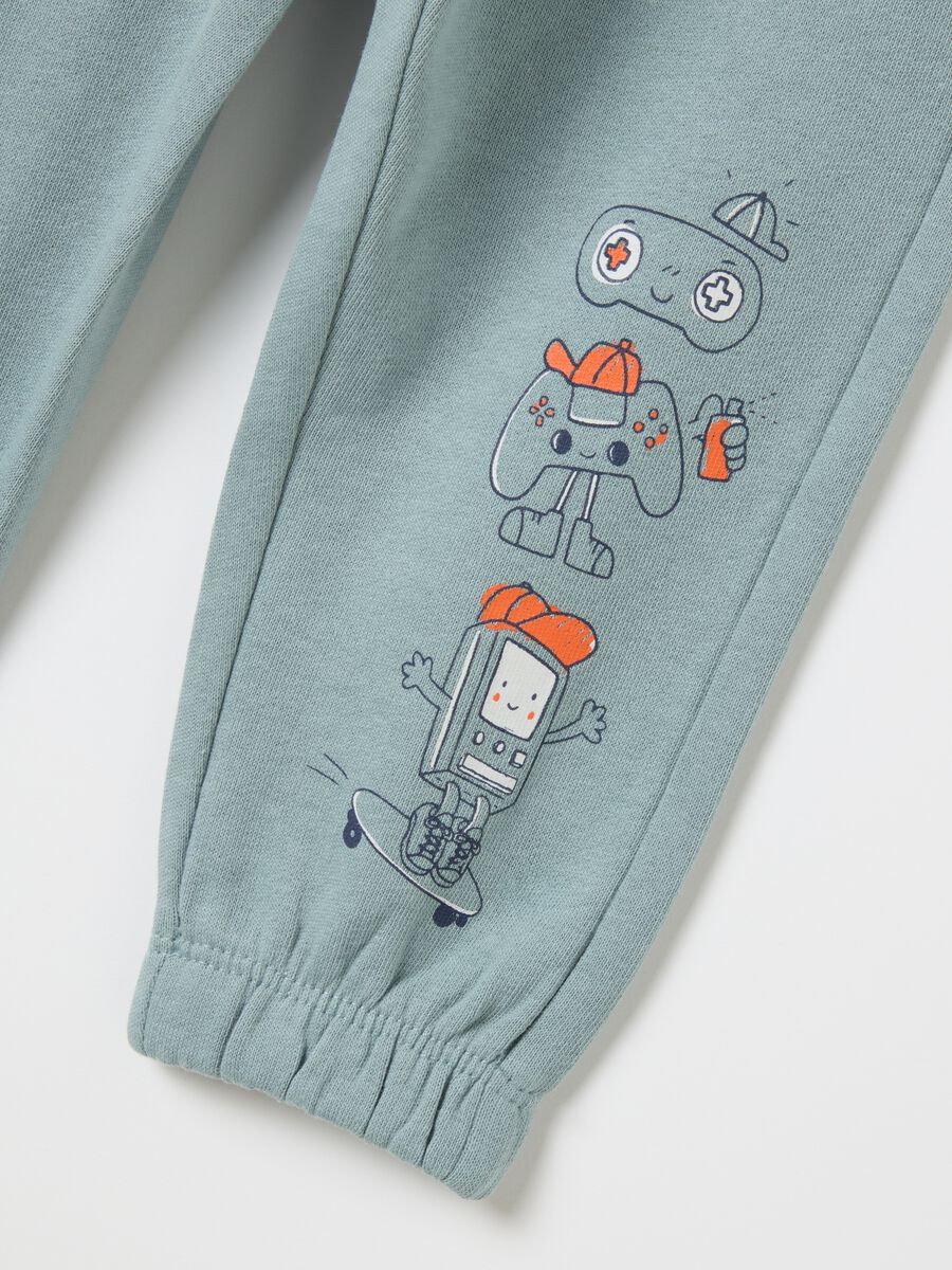 Children's green pure cotton jogger trousers_3