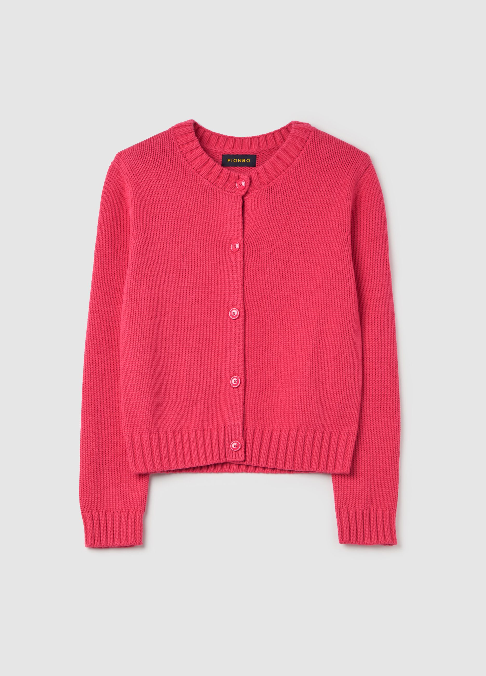 Cardigan with round neck in cotton