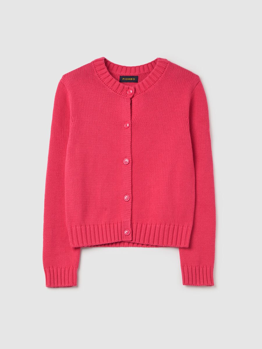Cardigan with round neck in cotton_4