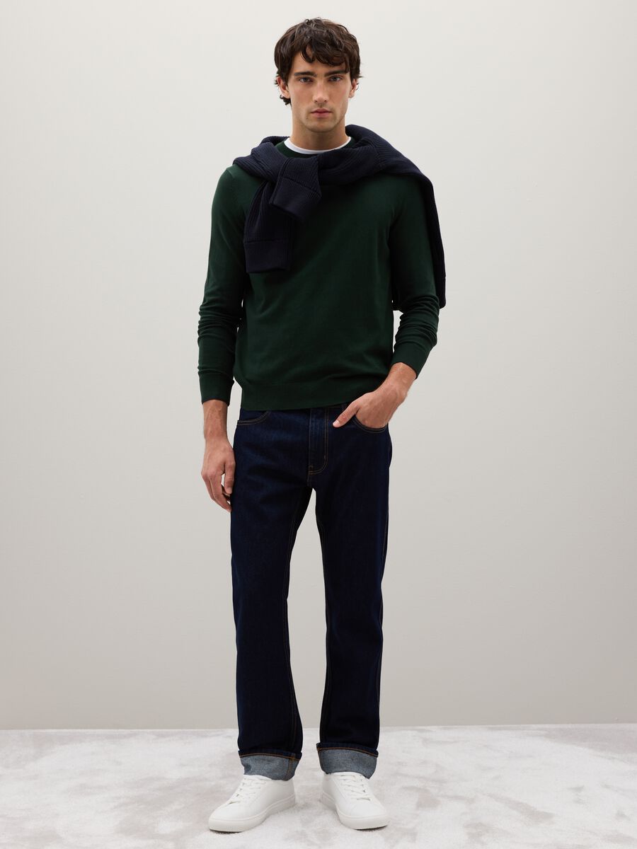 Maglione verde in misto cotone e poliammide_1