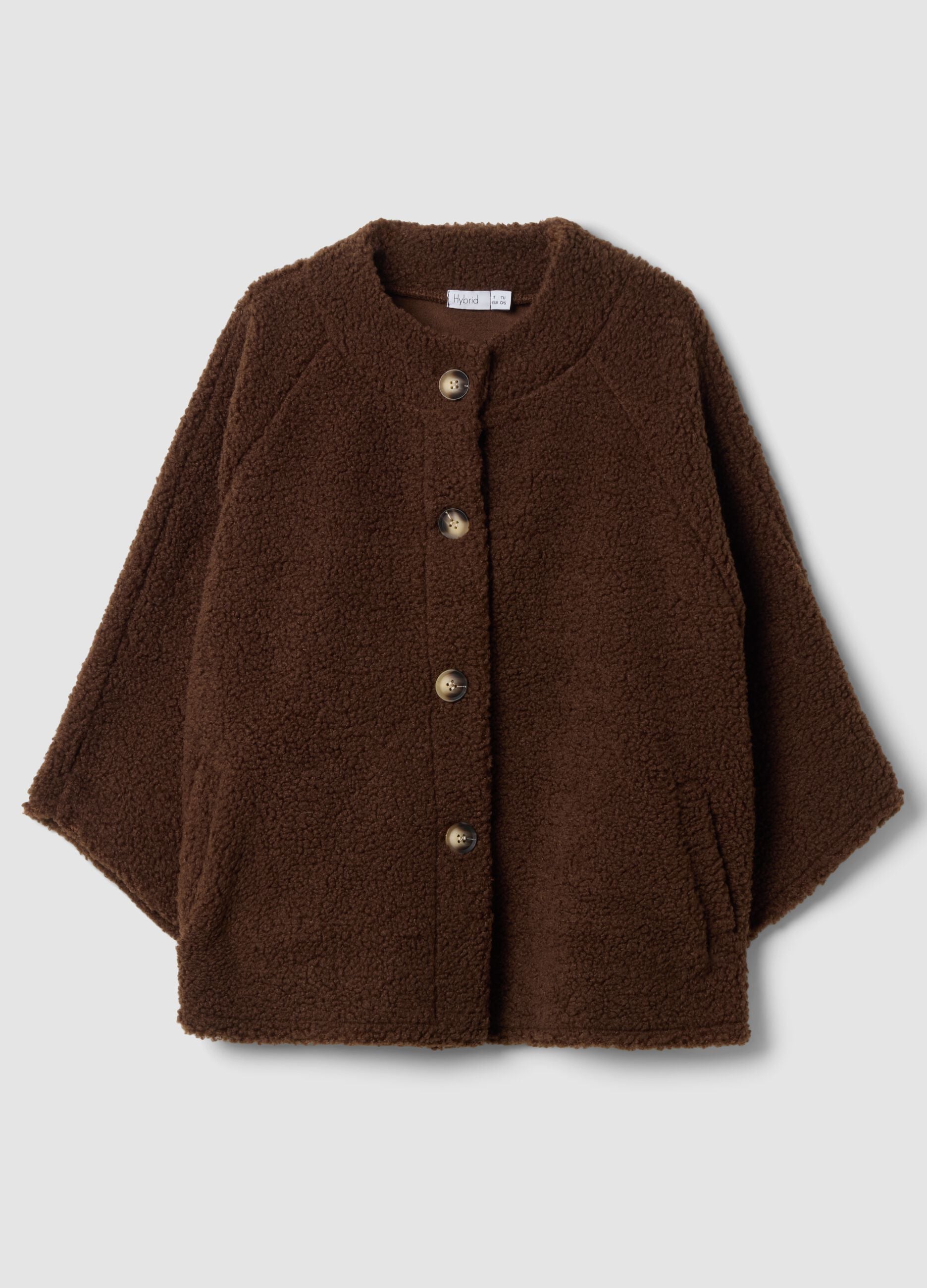 Dark brown regular-fit coat with buttons