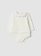 White pure organic cotton bodysuit with collar_0
