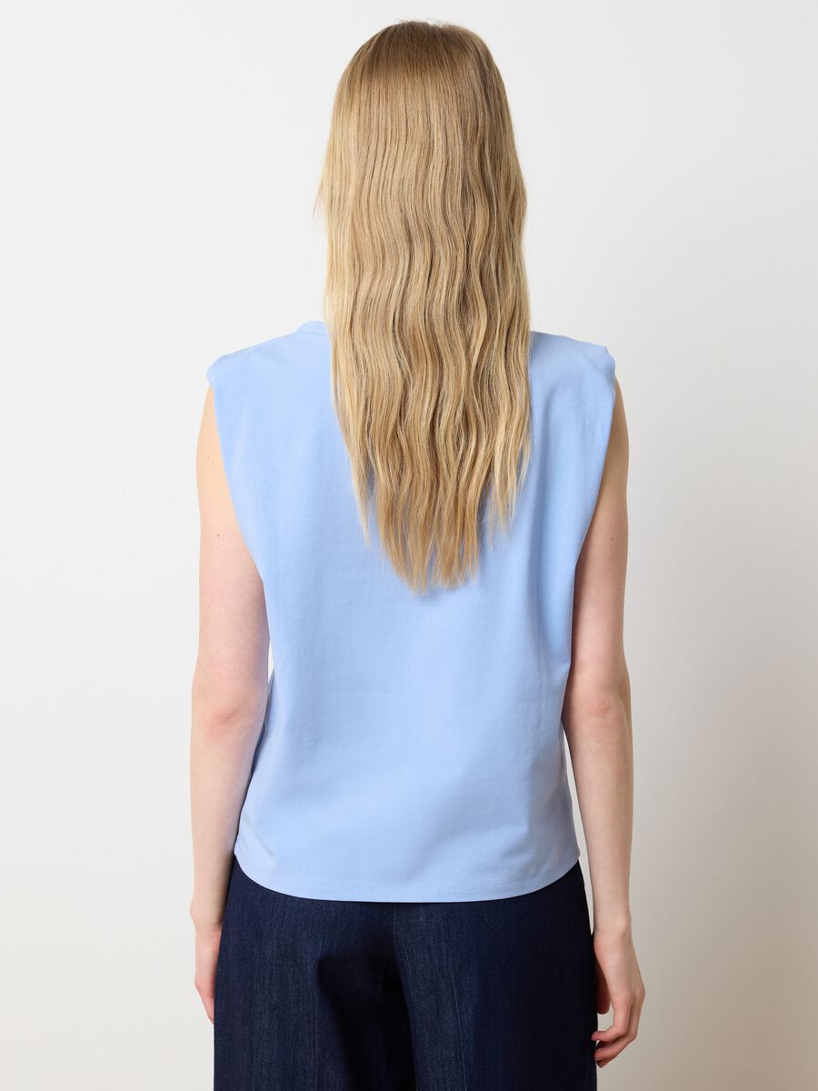 Light blue stretch cotton T-shirt with logo_3