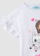 Girls' white stretch cotton T-shirt with print_2