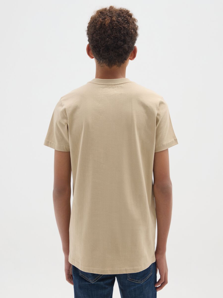 T-shirt da bambino in puro cotone beige regular fit_1