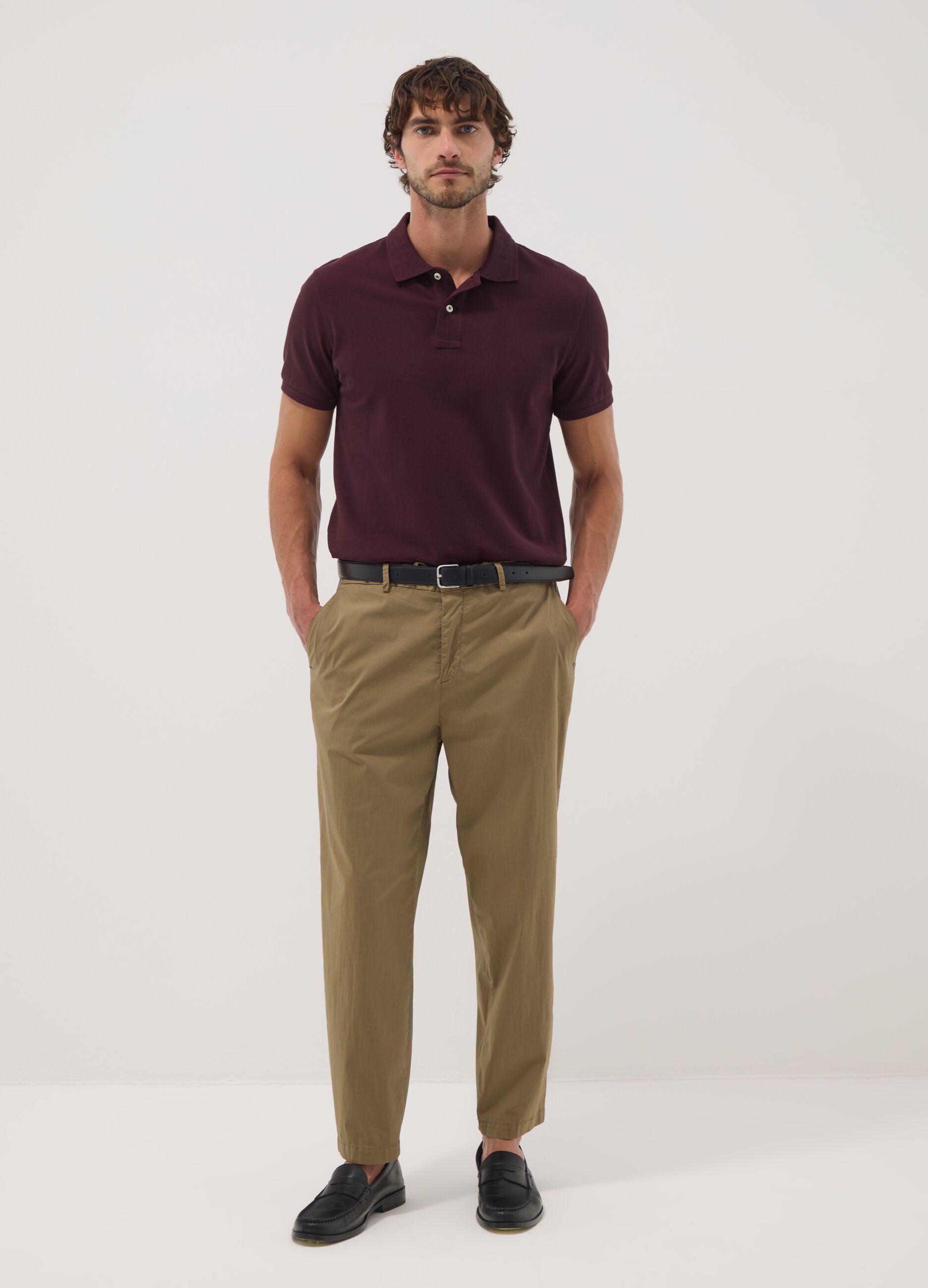 Brown stretch-cotton chino trousers