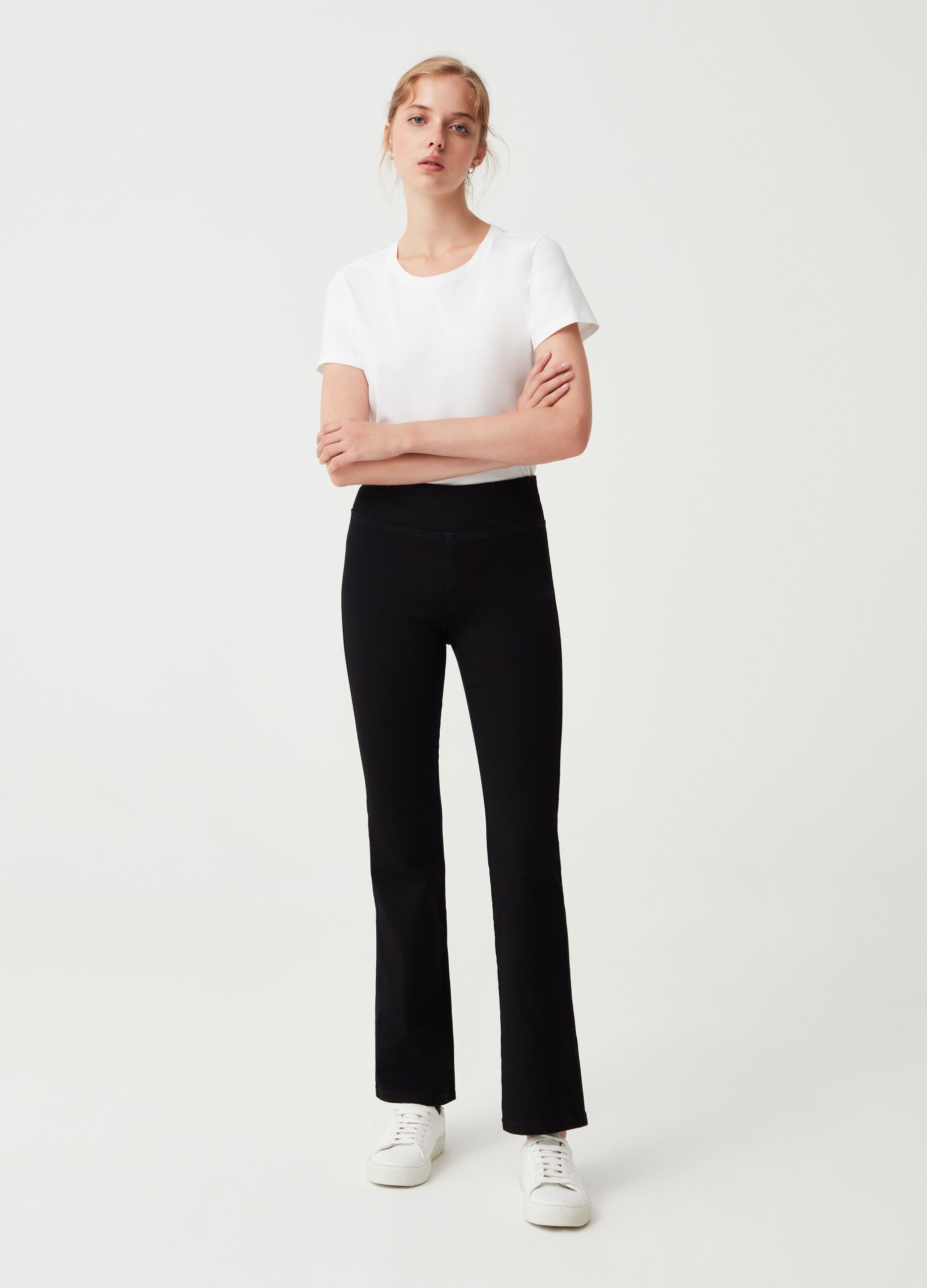 Jeggings flare fit a vita alta_0