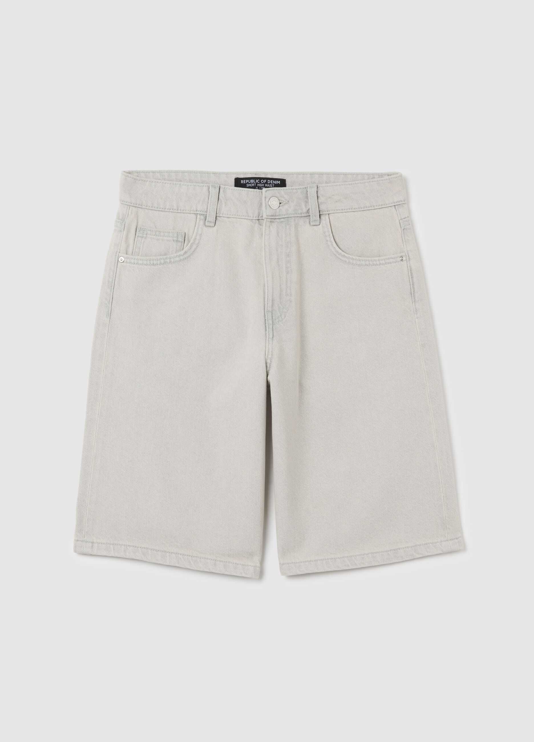 Bermuda da donna in puro cotone grigio regular fit