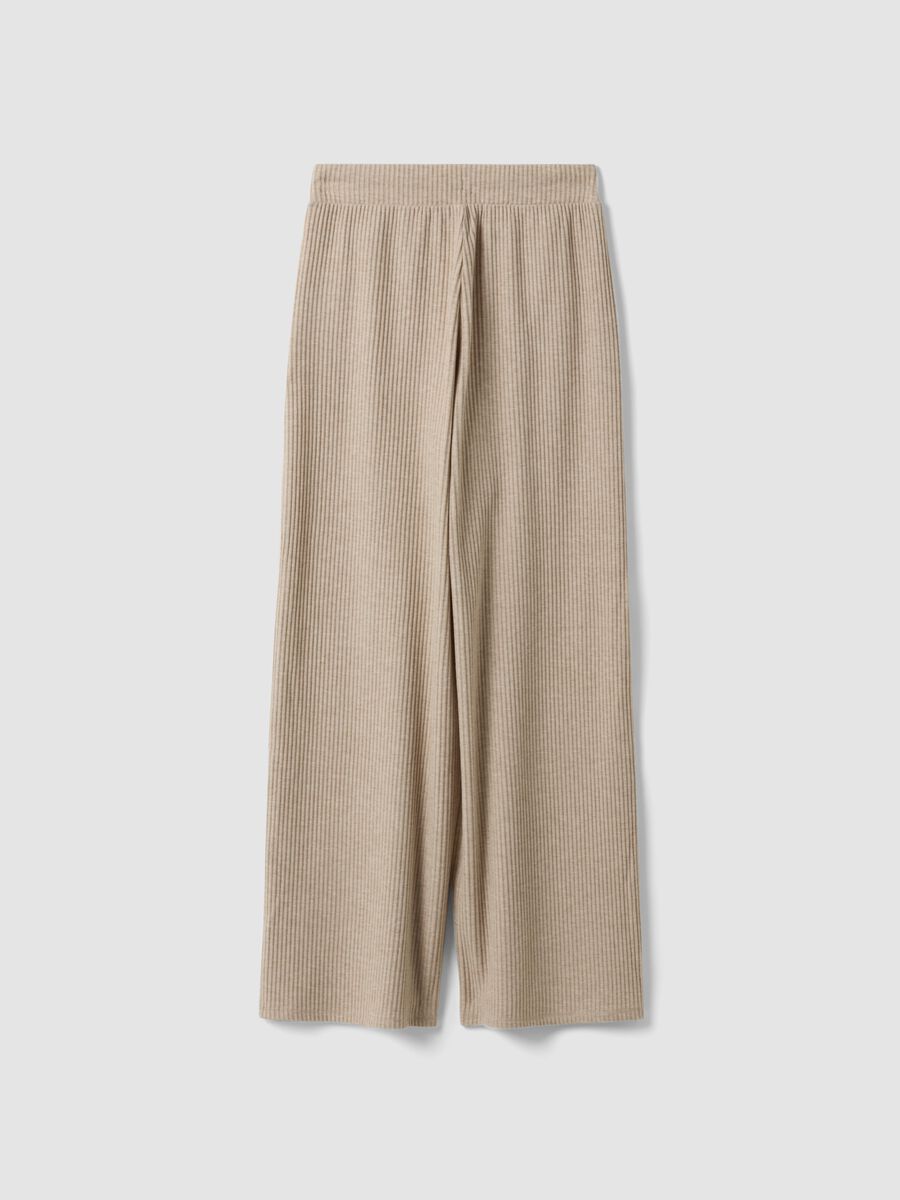 Pantaloni beige in viscosa elasticizzata a coste straight fit_2
