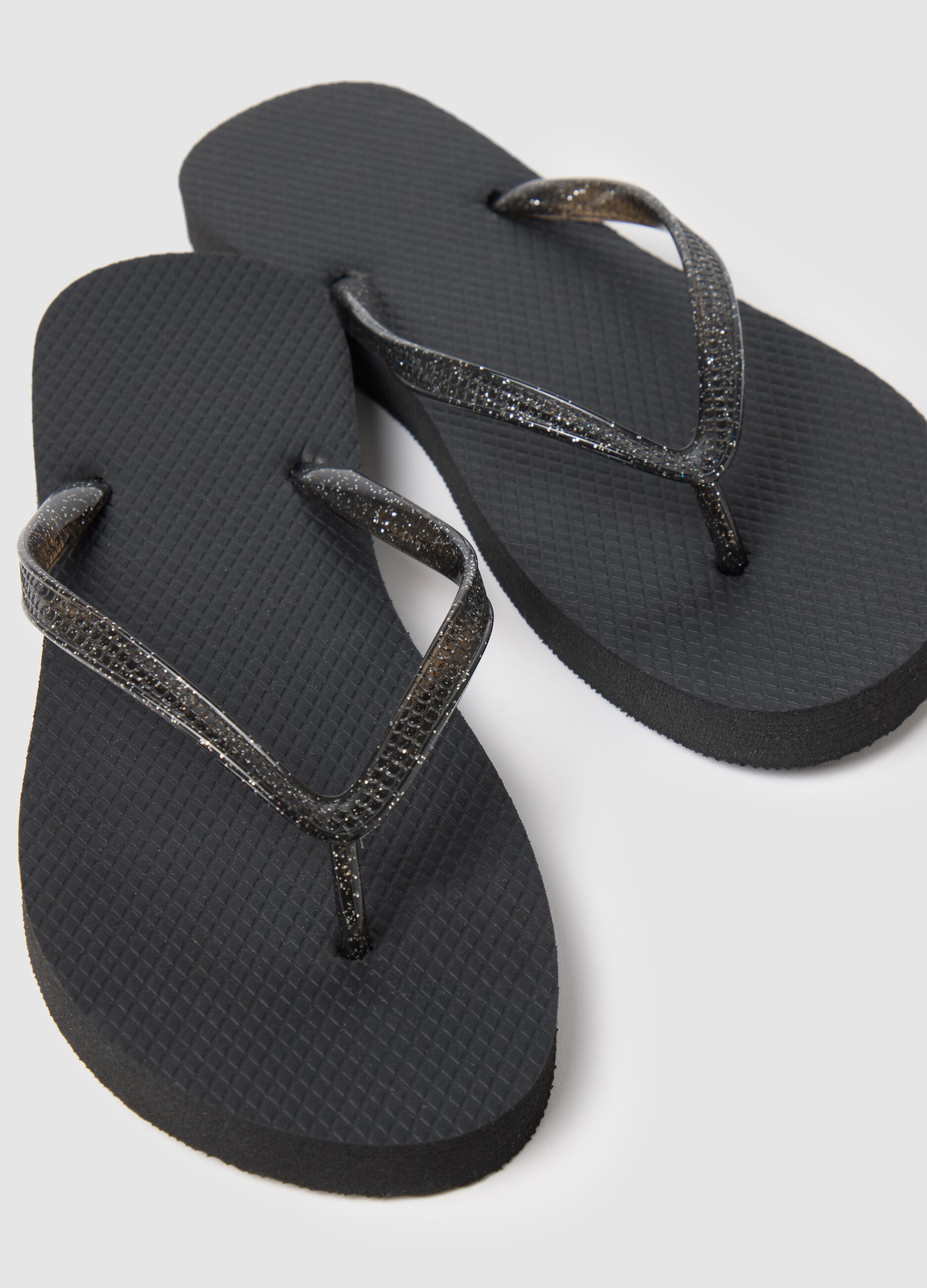 Women’s flip-flop in black mix with sparkle details