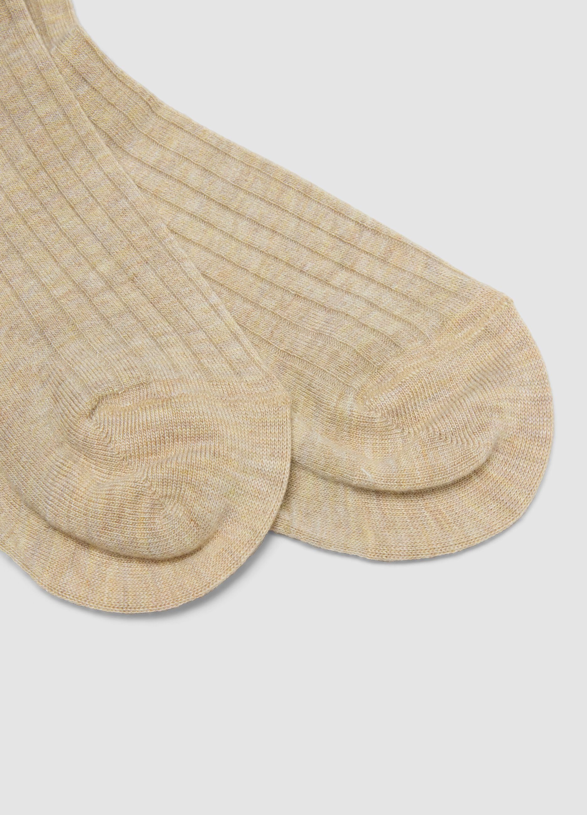 Beige Long Socks in Stretch Viscose Blend