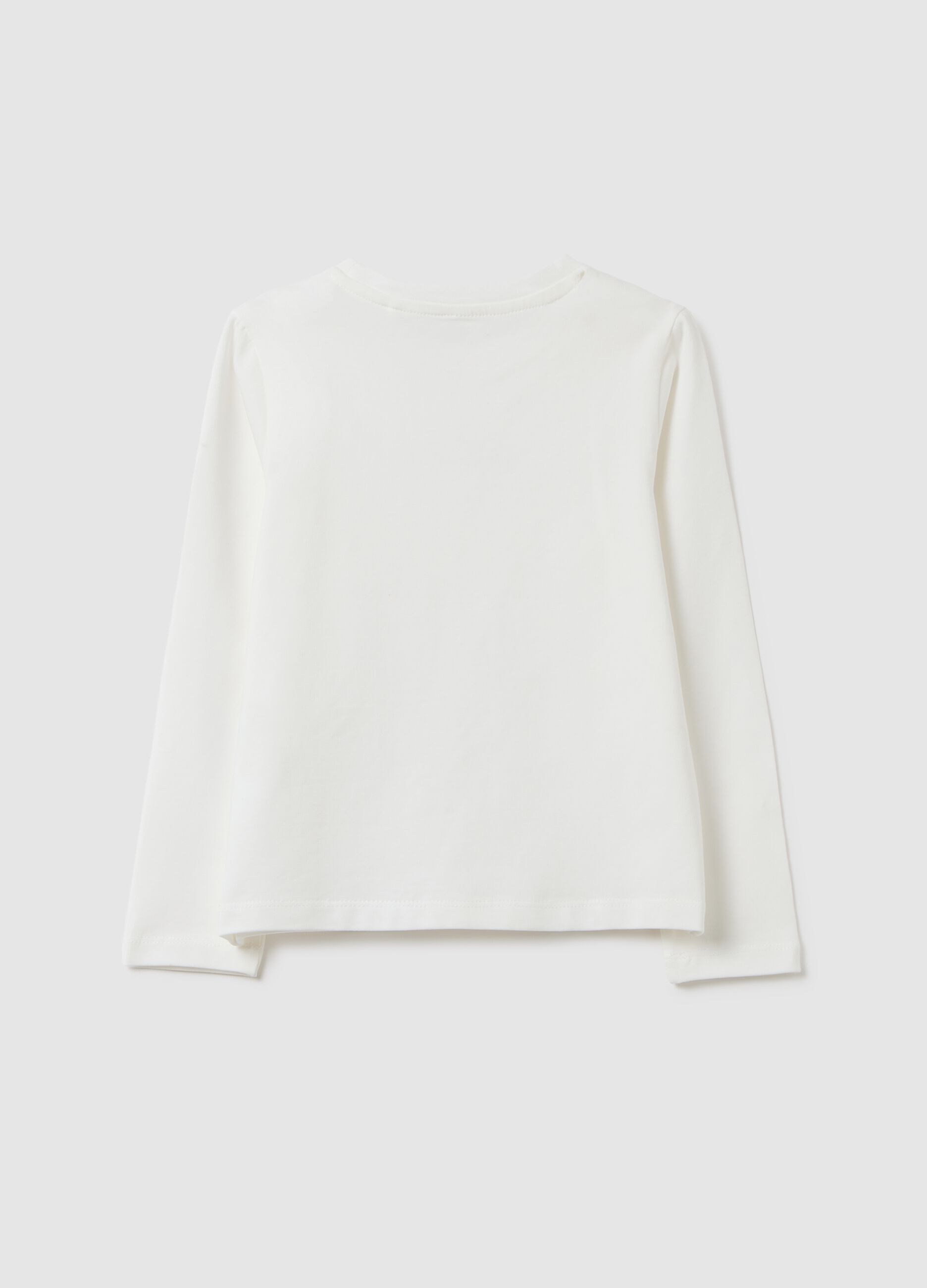 Maglia da bambina in cotone elasticizzato bianca regular fit