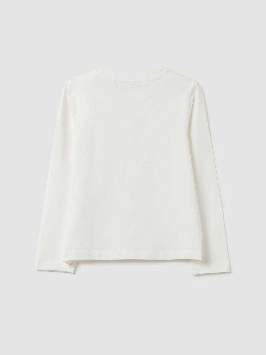 Maglia da bambina in cotone elasticizzato bianca regular fit_1