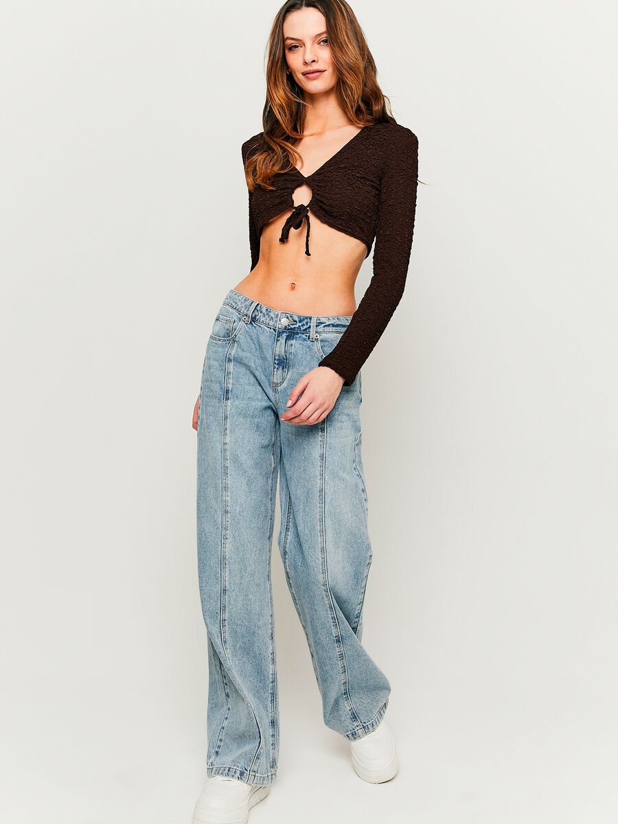 Crinkle-effect cropped T-shirt_0