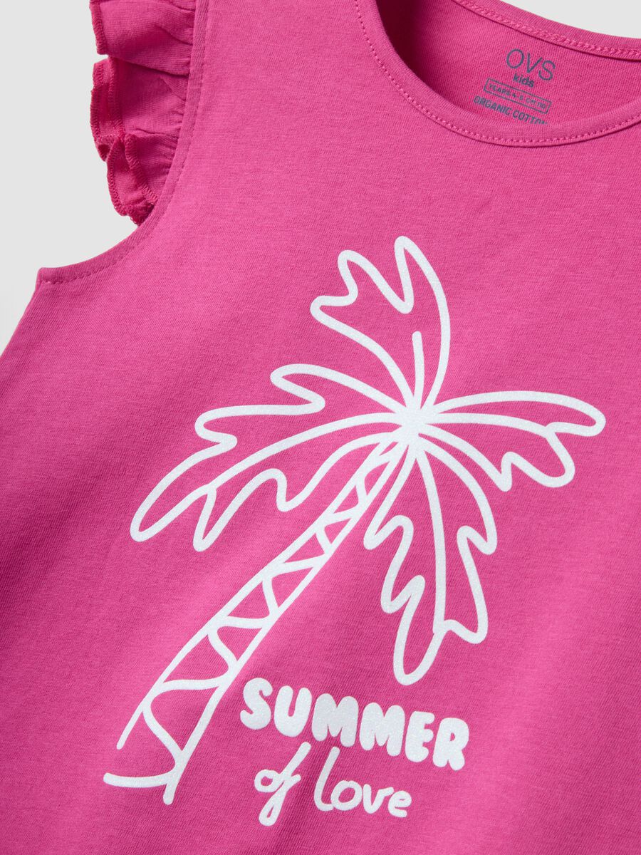 Pink organic cotton tank top with ruffles_2