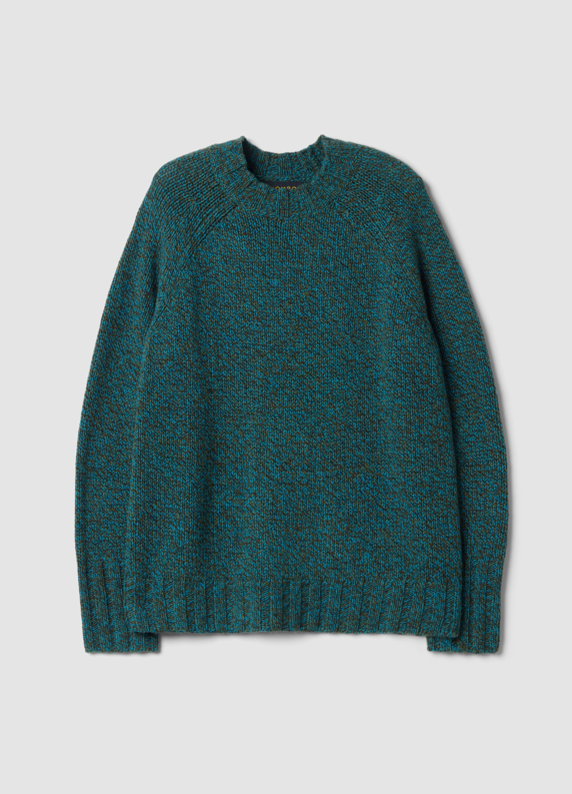 Green wool-blend crew-neck jumper