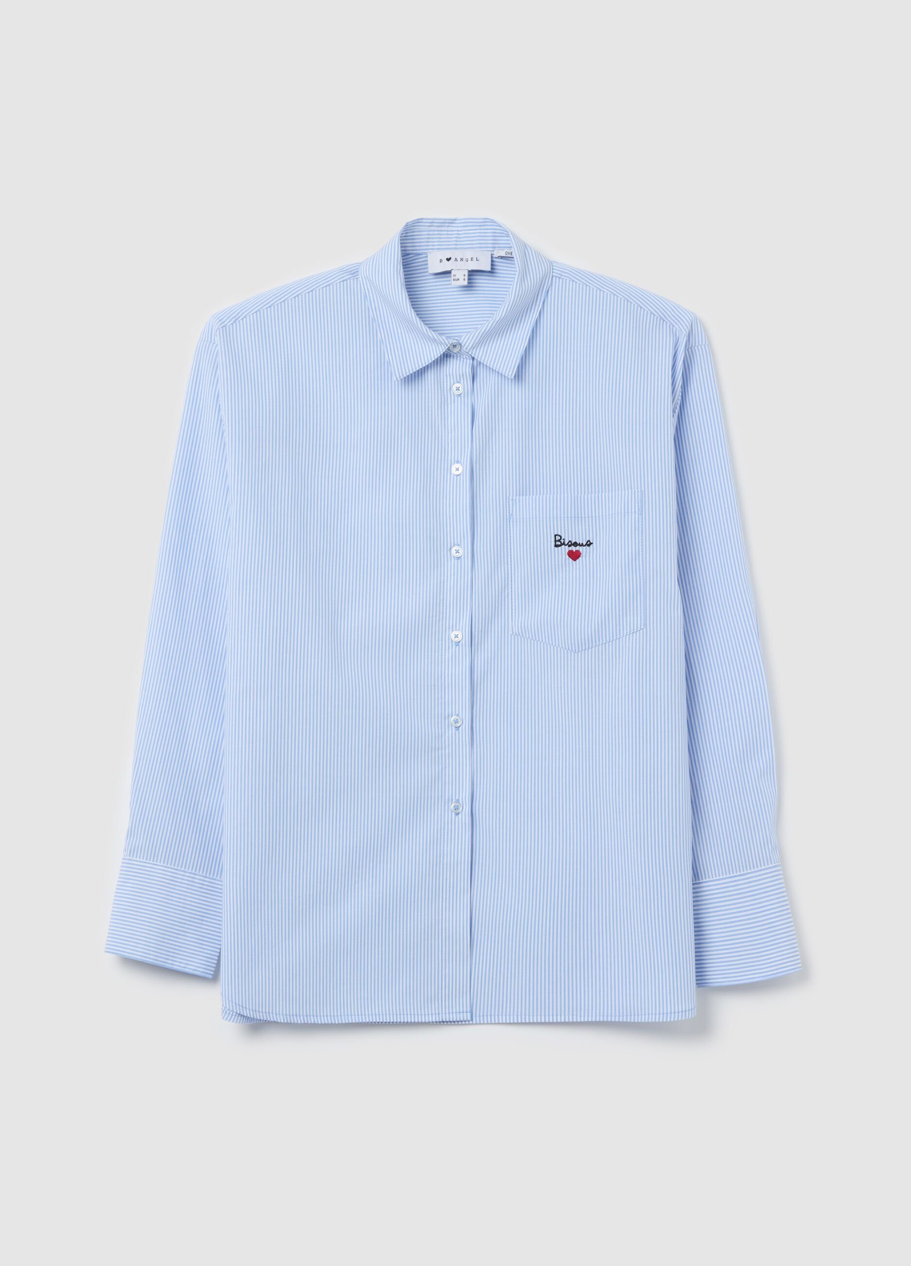 Camicia relaxed fit con tasca a ricamo
