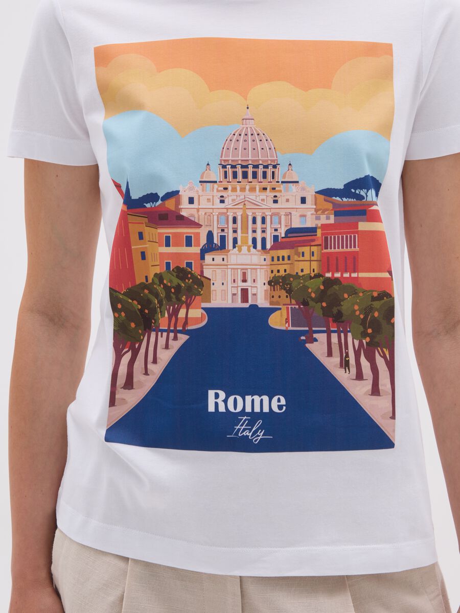 Women's pure white cotton regular fit T-shirt_3
