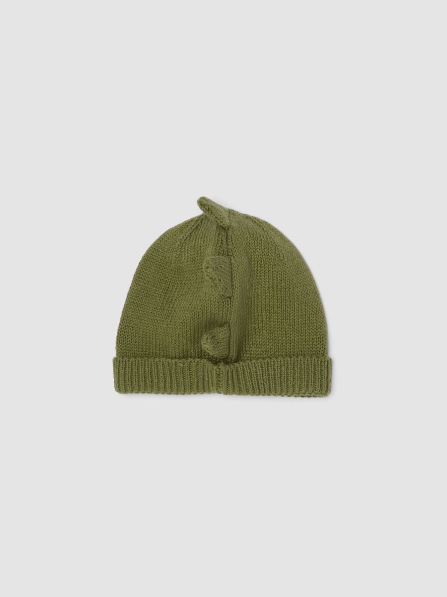 Cappello verde in puro cotone a maglia con risvolto_2