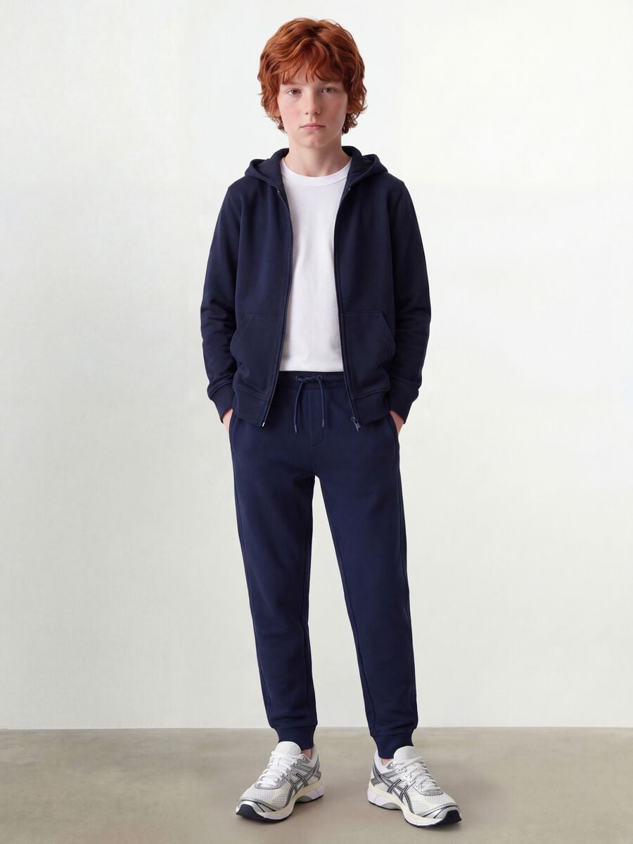 Pantaloni jogger blu in cotone organico_0