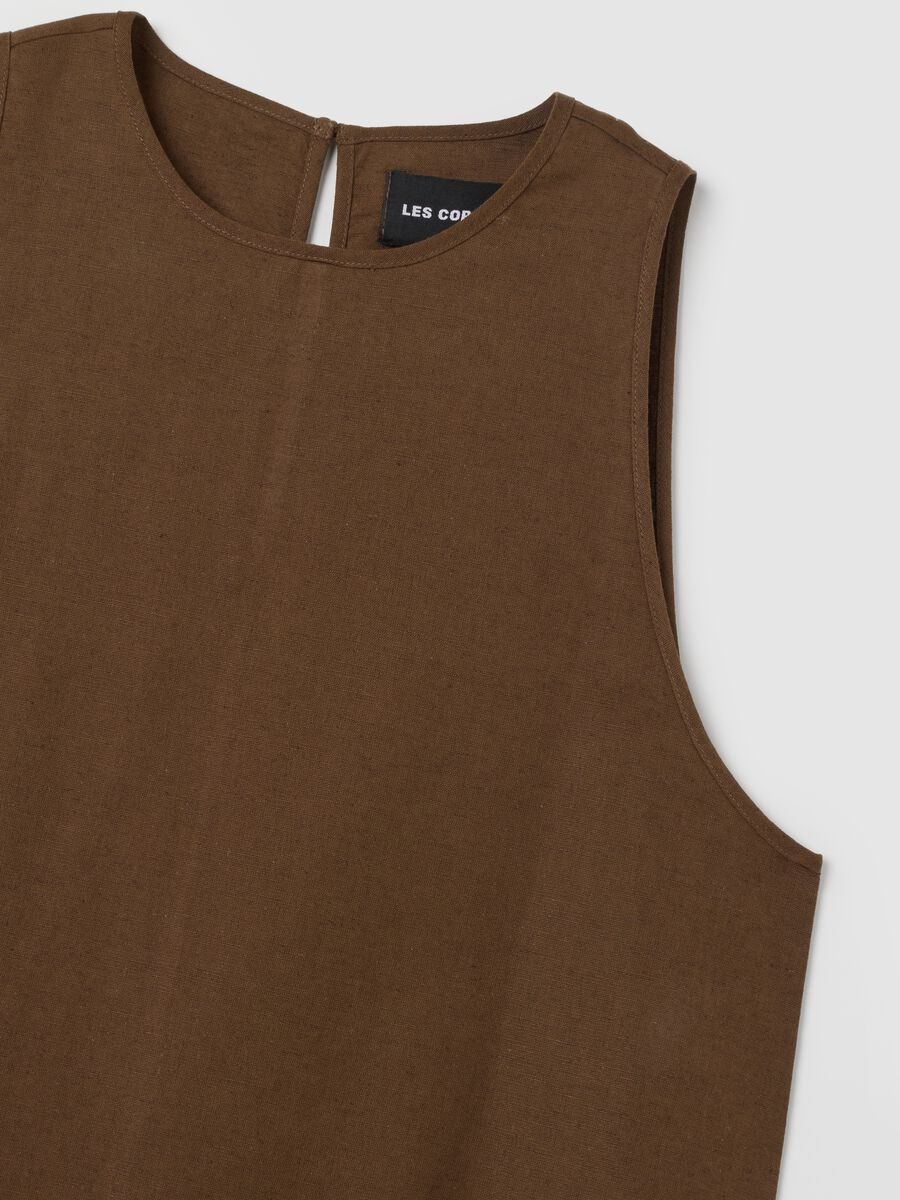 Women's long brown cotton oversized dress_1