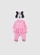 Pink cotton blend baby girl's jumpsuit with zip and hat_0