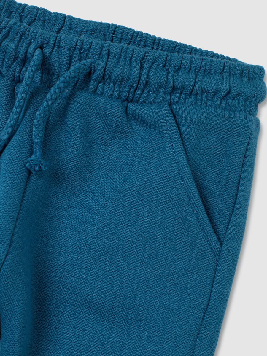 Pantaloni da bambino in puro cotone blu regular fit_2