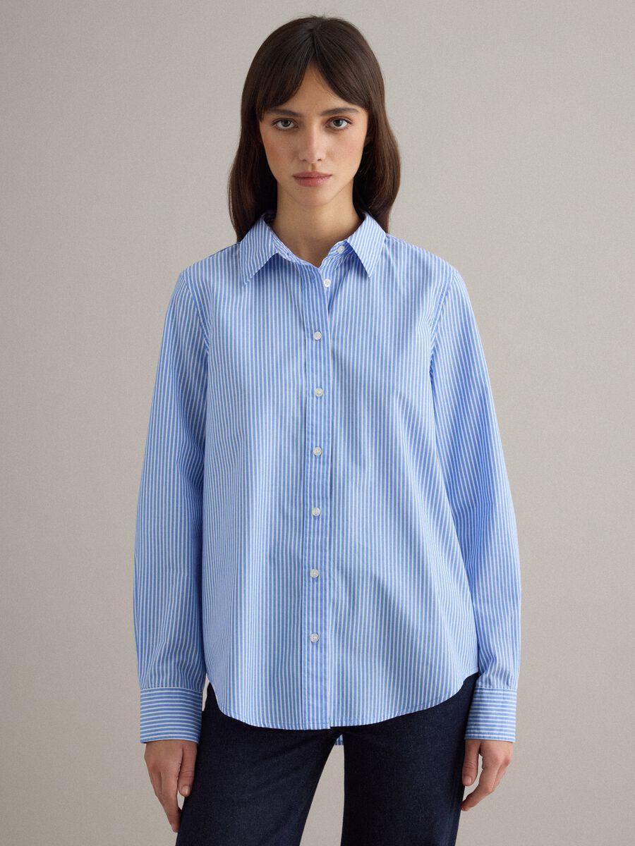 Light blue striped cotton shirt with regular fit_1