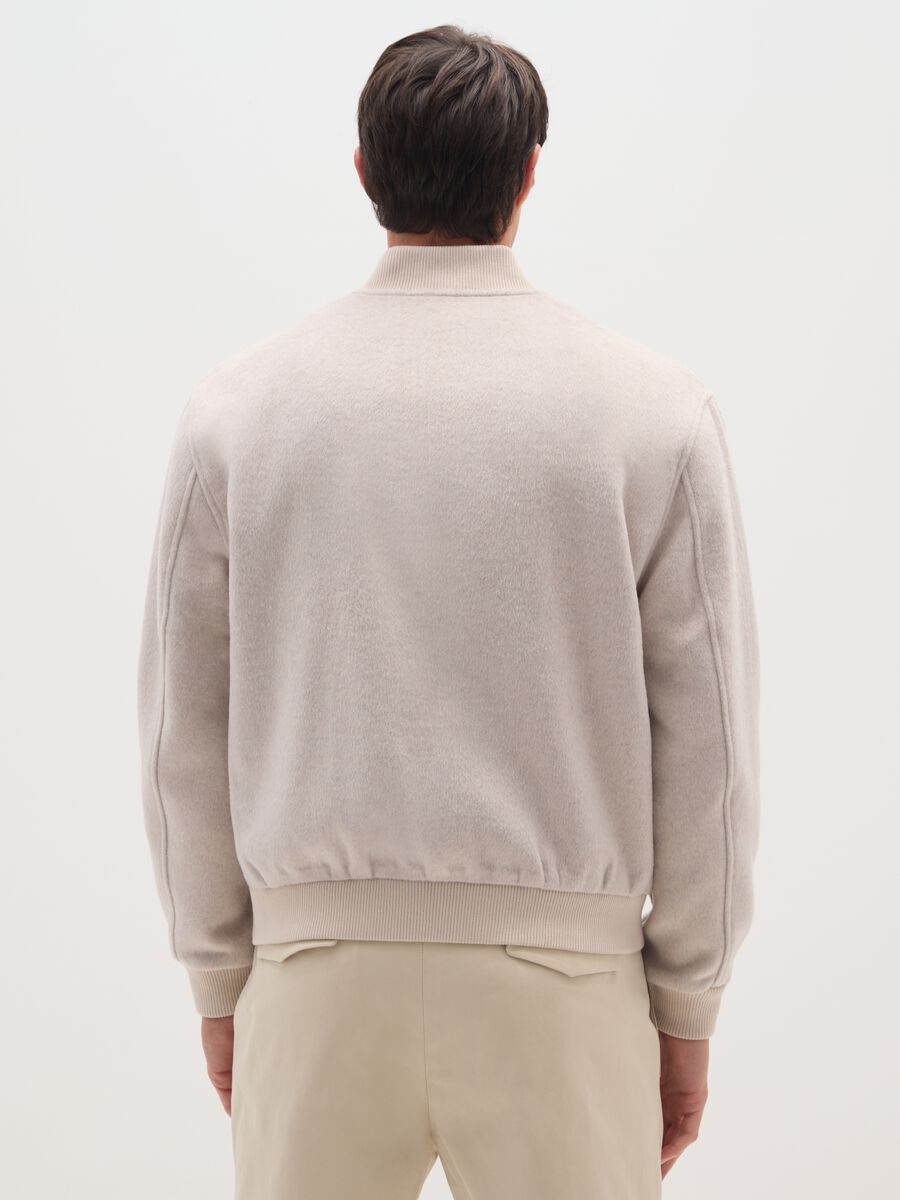 Bomber in misto lana beige regular fit con zip_3