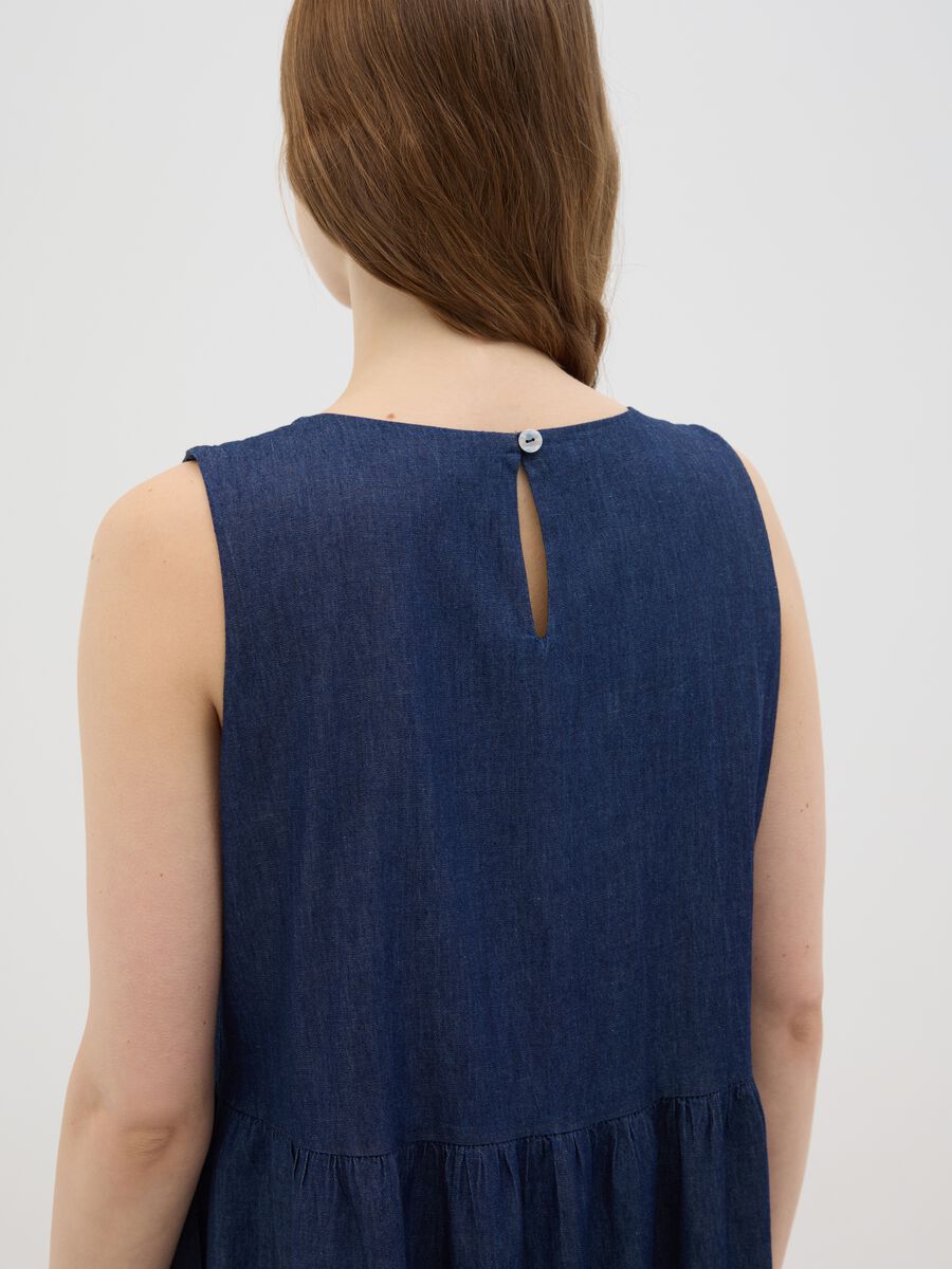 Women's Long Blue Pure Cotton Dress Regular Fit_3