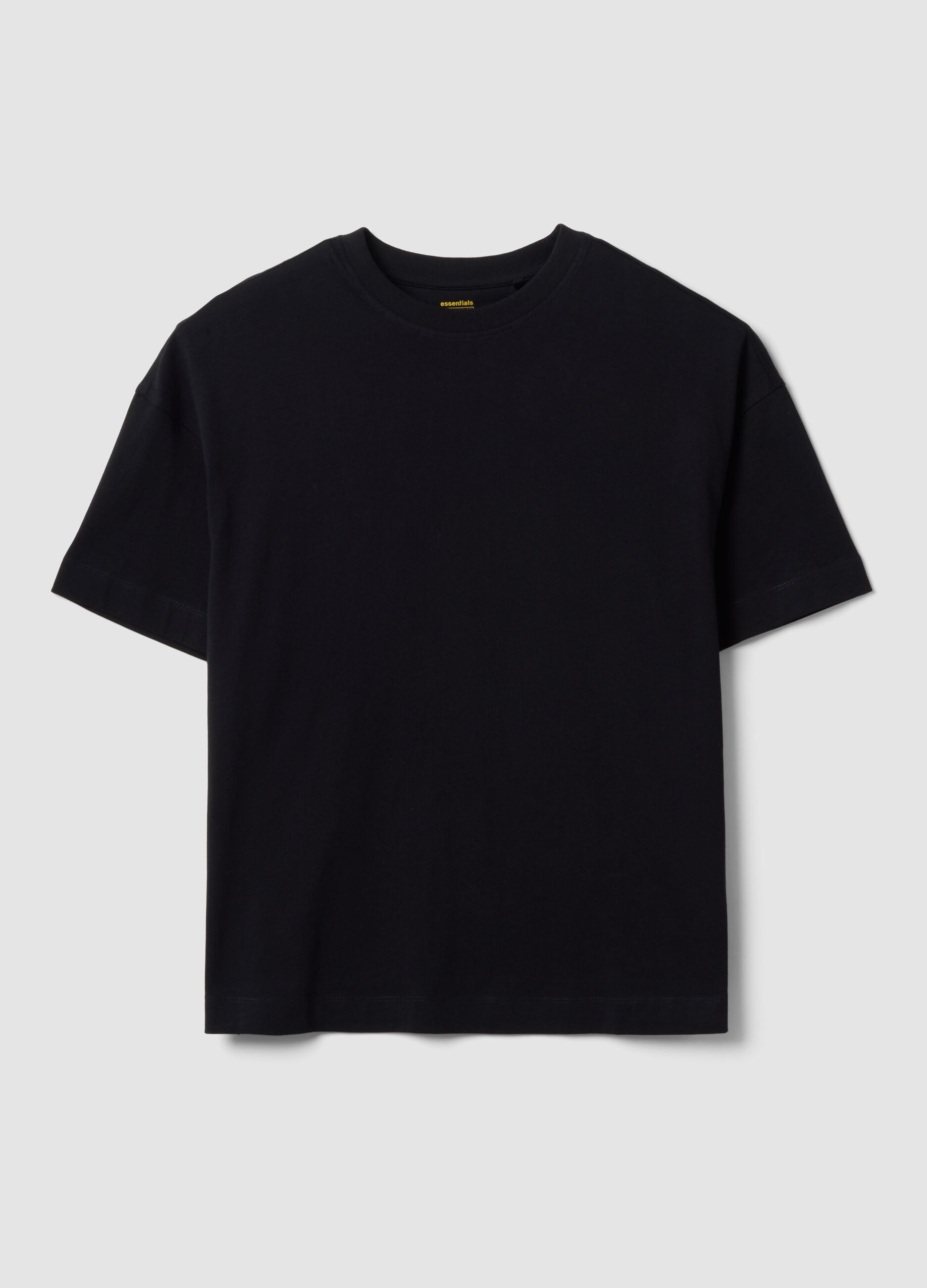 Black oversized pure cotton short-sleeve T-shirt