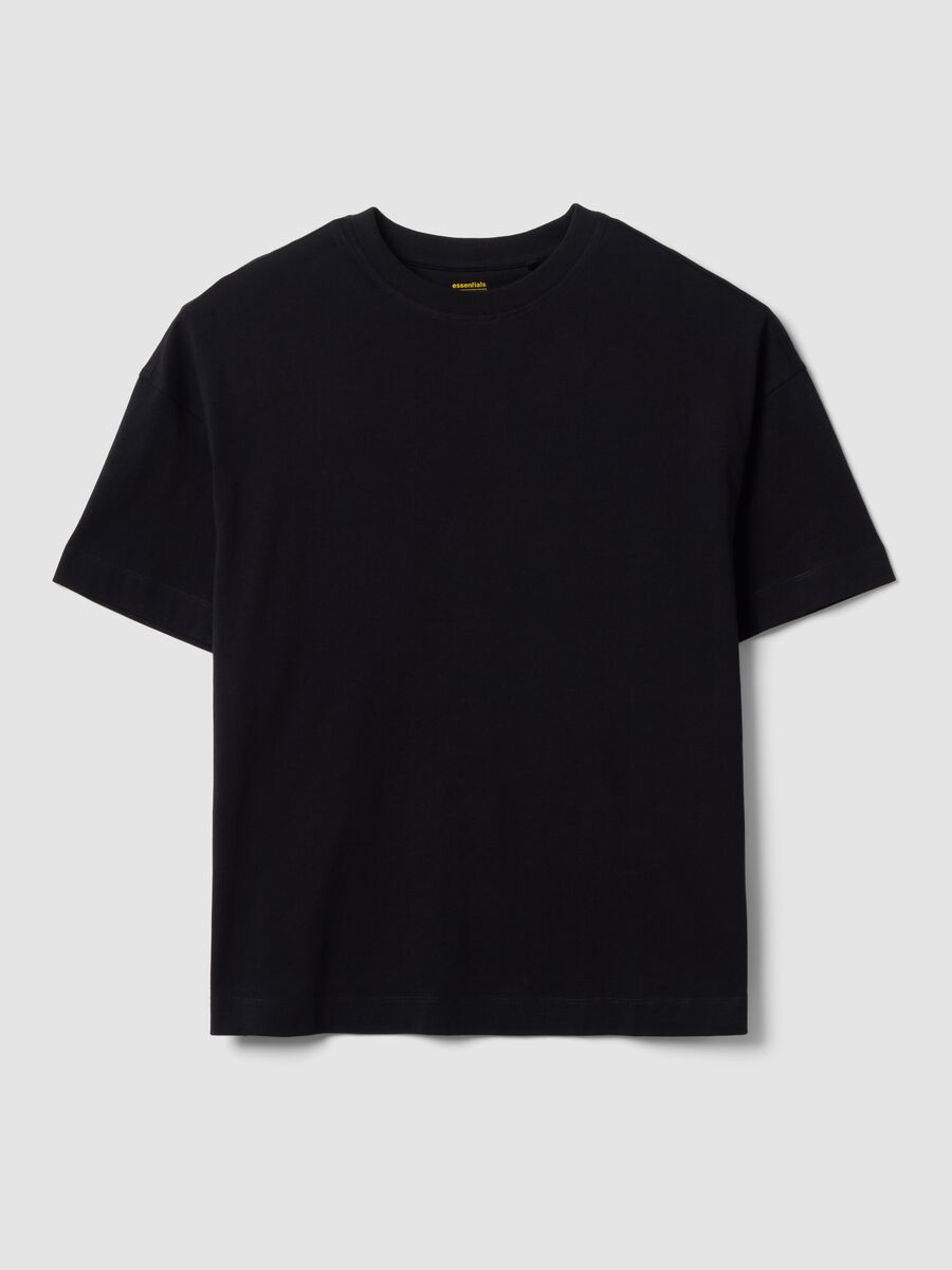 T-shirt over fit nera in puro cotone a maniche corte_3