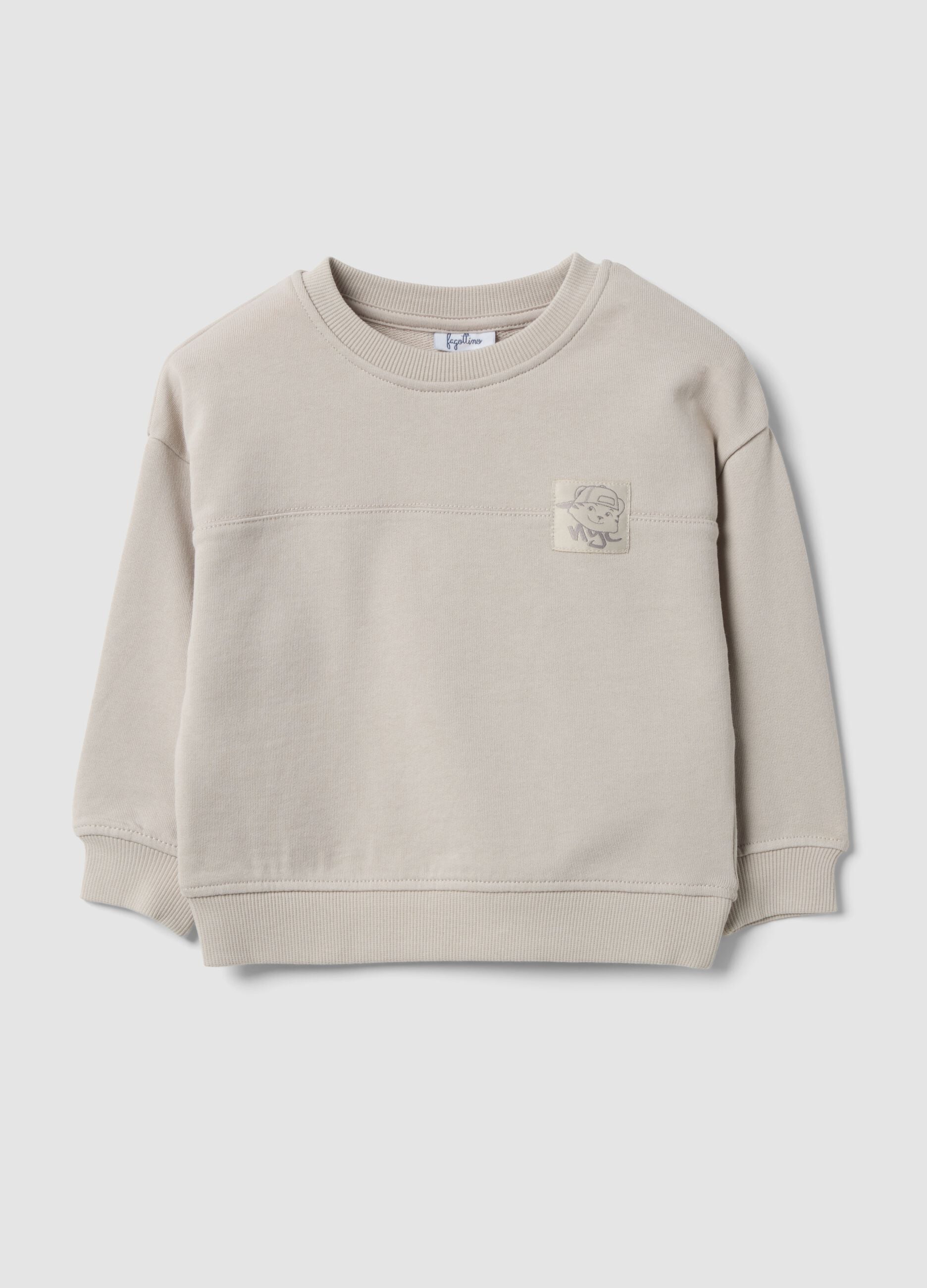Grey oversized crew-neck sweatshirt in pure organic cotton for boys