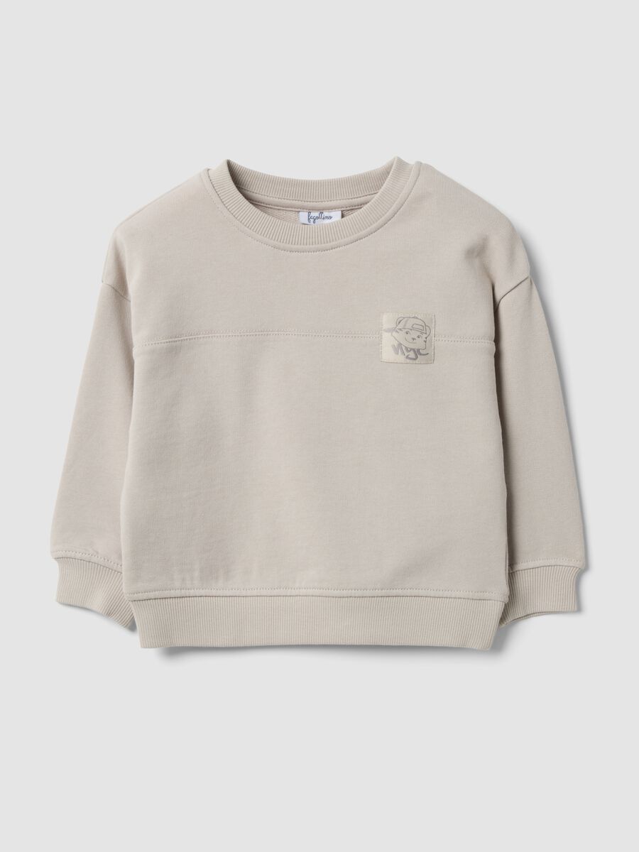 Grey oversized crew-neck sweatshirt in pure organic cotton for boys_0