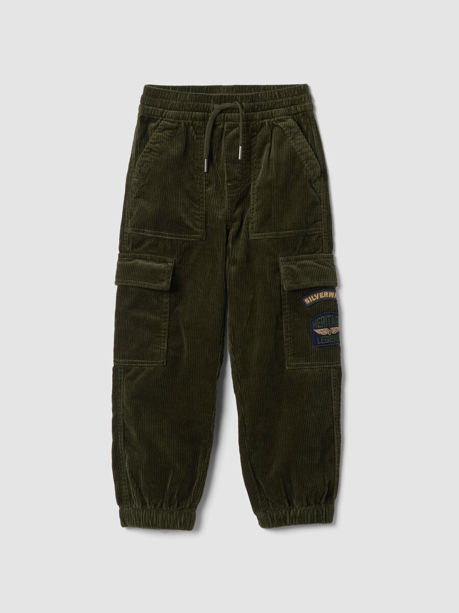 Jogger cargo verdi in puro cotone relaxed fit_3