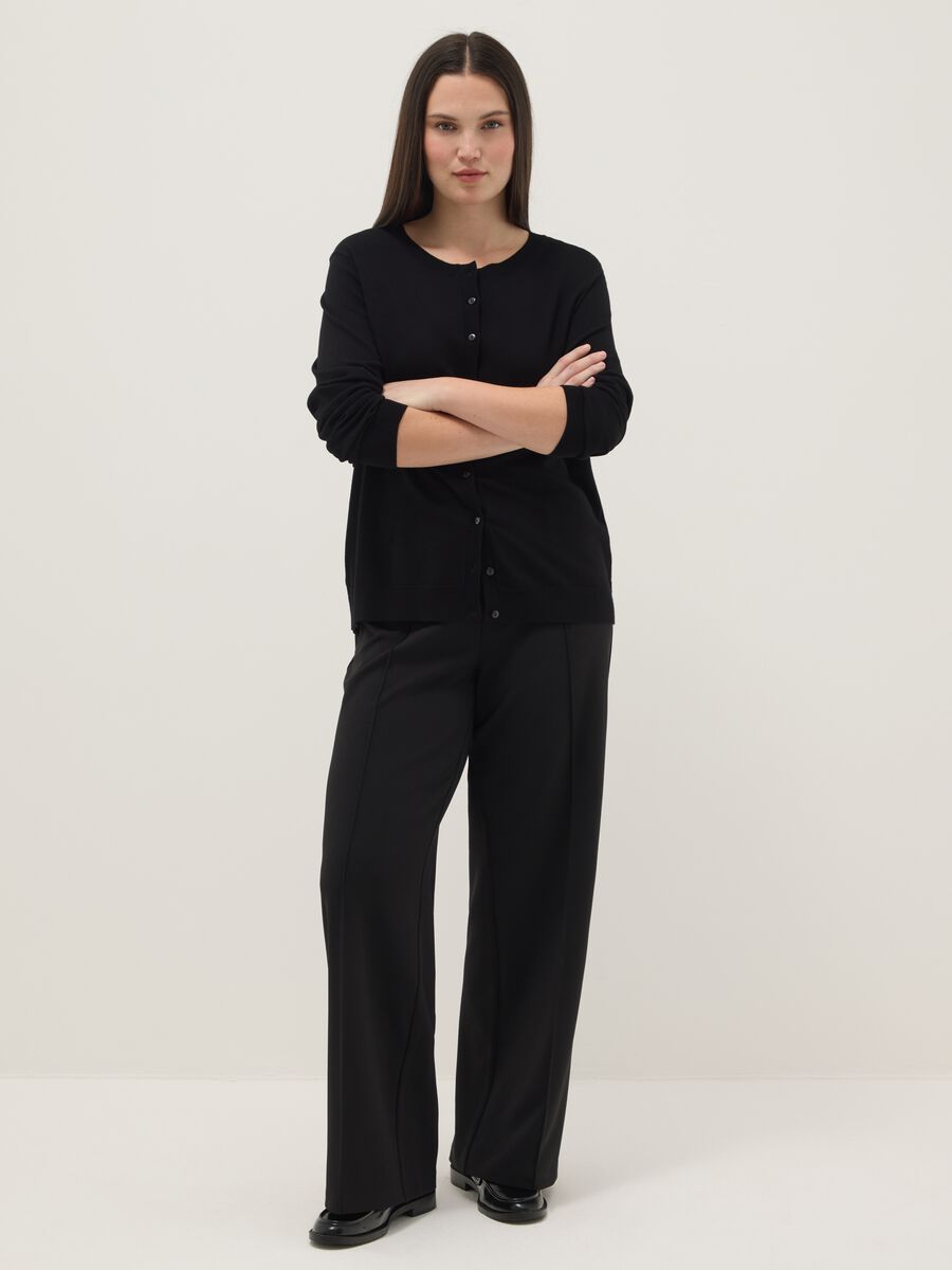 Cardigan in misto viscosa nero regular fit con bottoni_1