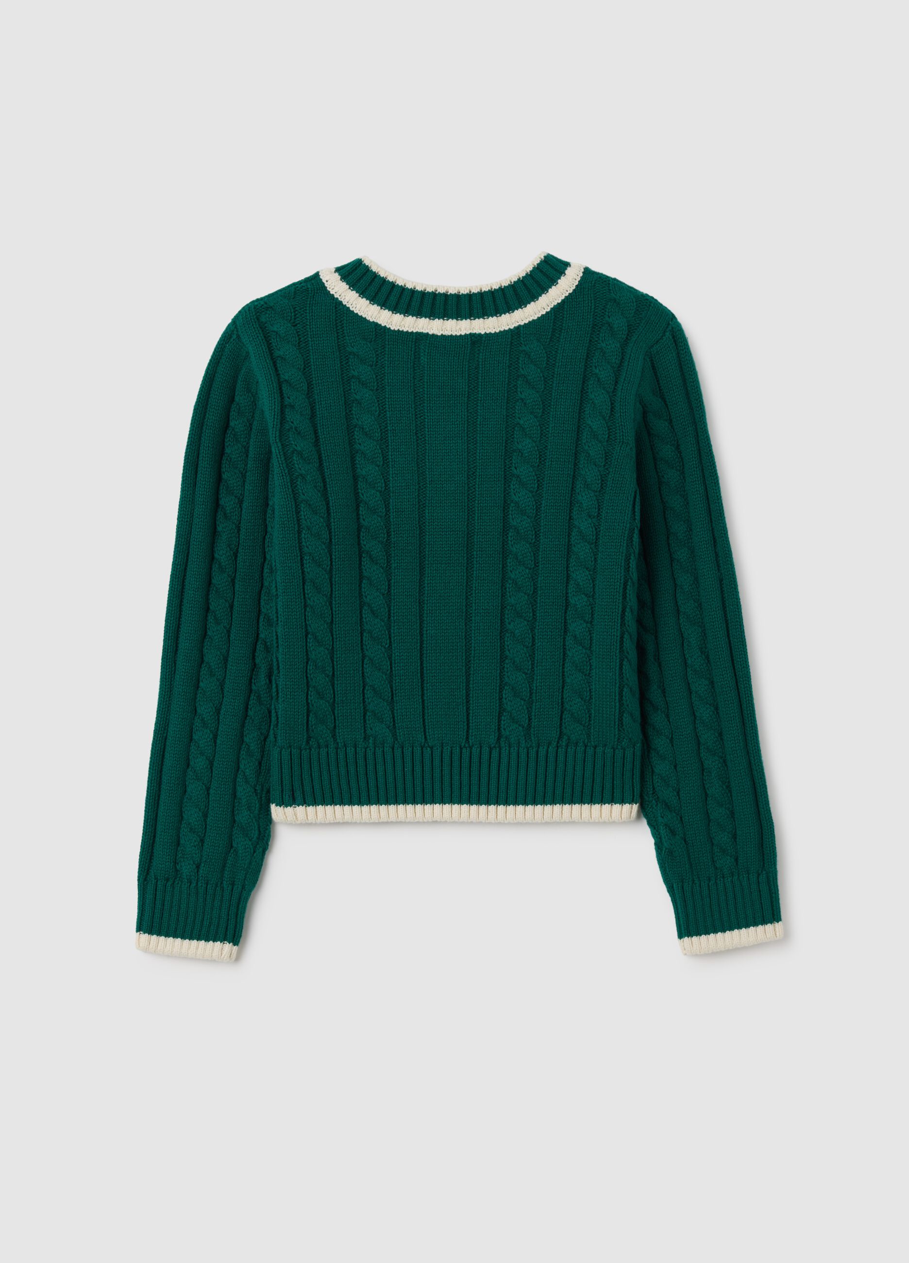 Girls' Regular Fit Green Pure Cotton Sweater