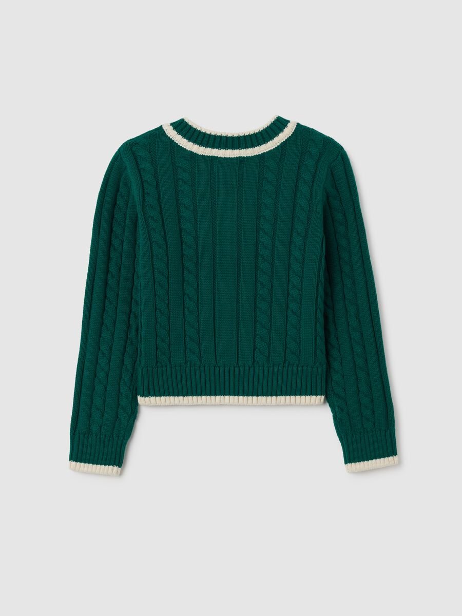 Girls' Regular Fit Green Pure Cotton Sweater_4