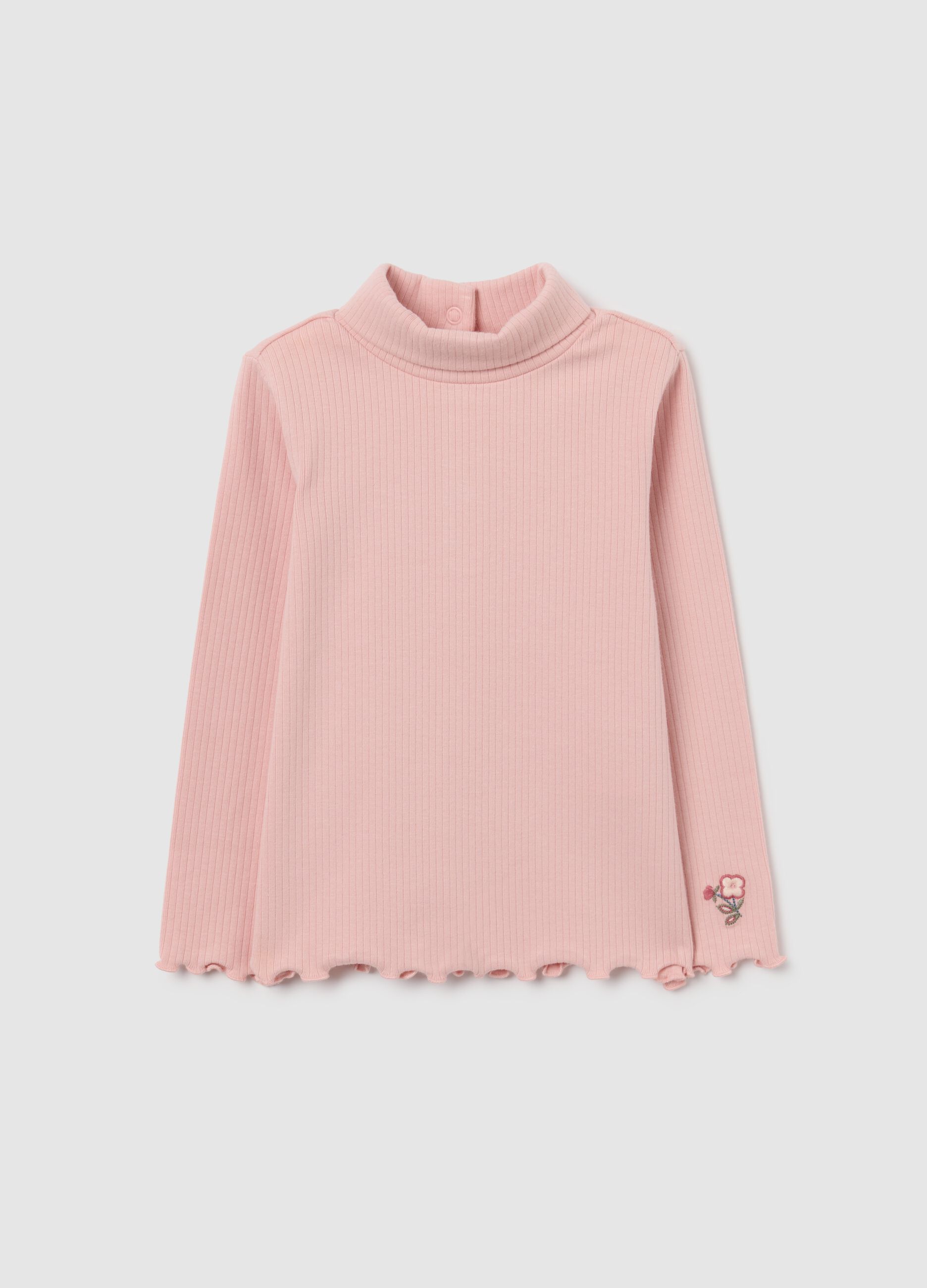 Girls' pink stretch cotton t-shirt