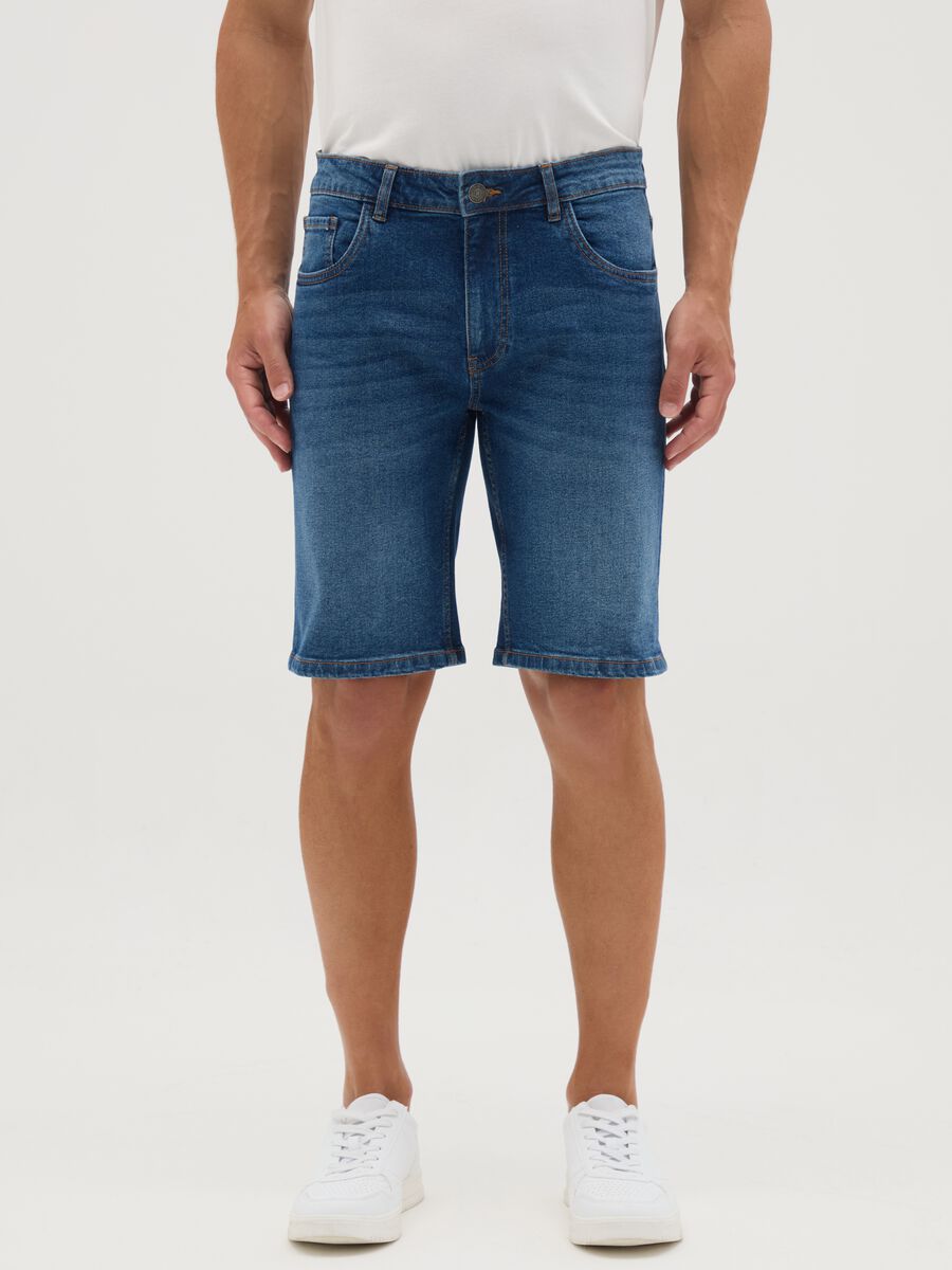Men's Slim Fit Blue Denim Shorts_1