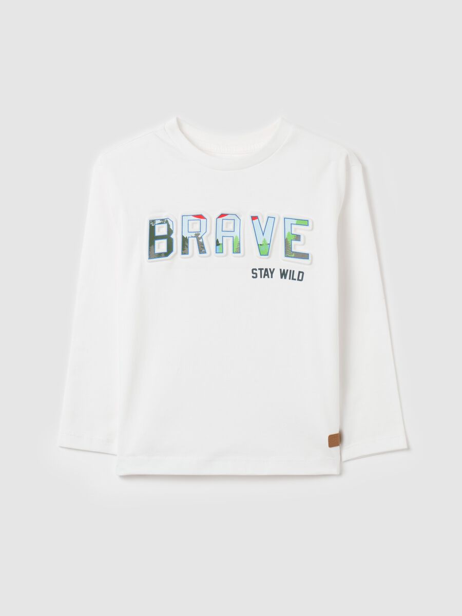 Long-sleeved T-shirt with "Brave" print_0